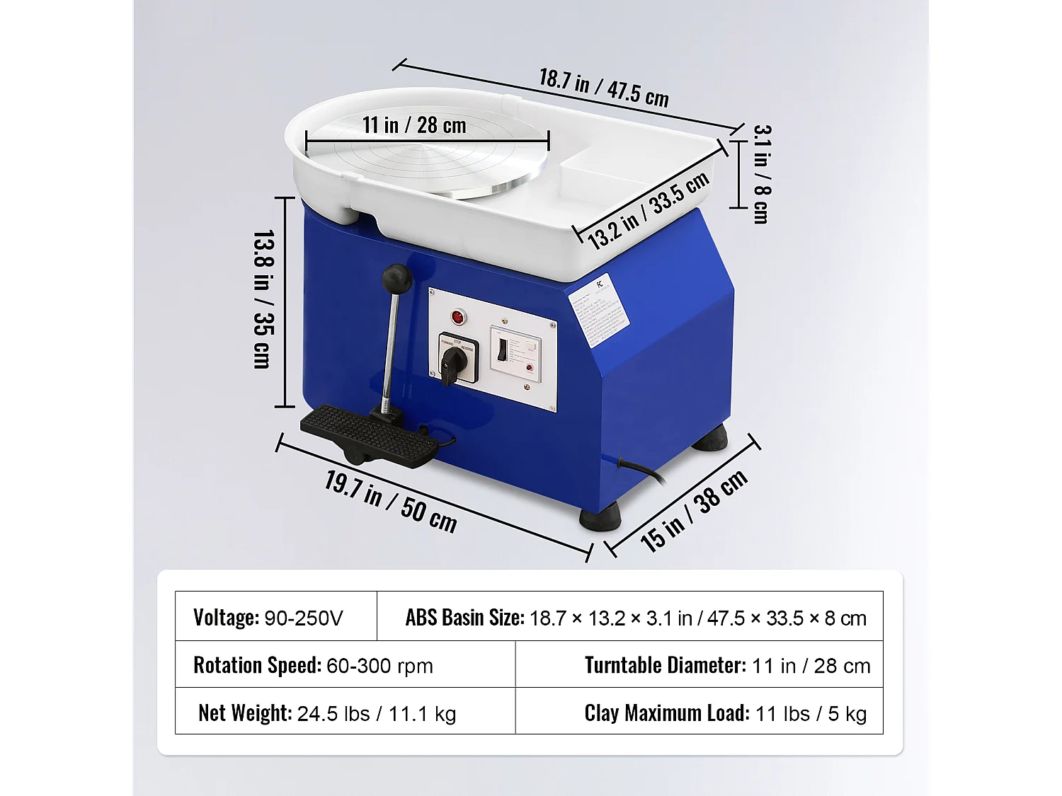 Tour de Potier SucceBuy Tour de Potier 28cm, Outil de Sculpture en Céramique avec Pédale, 350 W