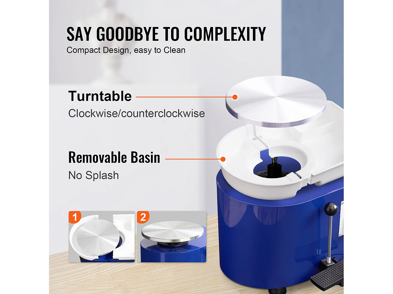 Tour de Potier SucceBuy Tour de Potier 28cm, Outil de Sculpture en Céramique avec Pédale, 350 W