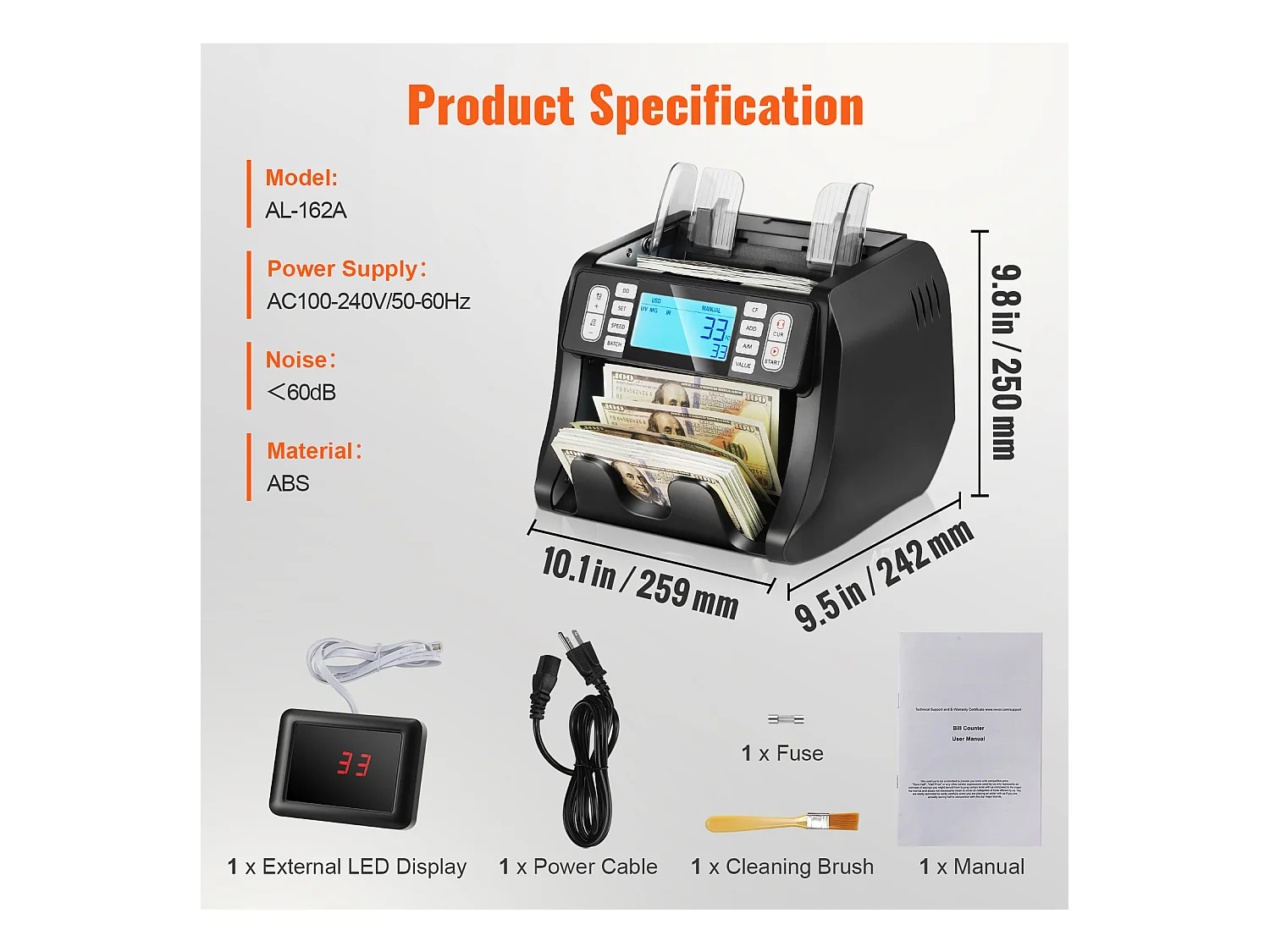 Compteuse de Billets SucceBuy, Compteur de Billets avec Détection UV, MG, IR, DD