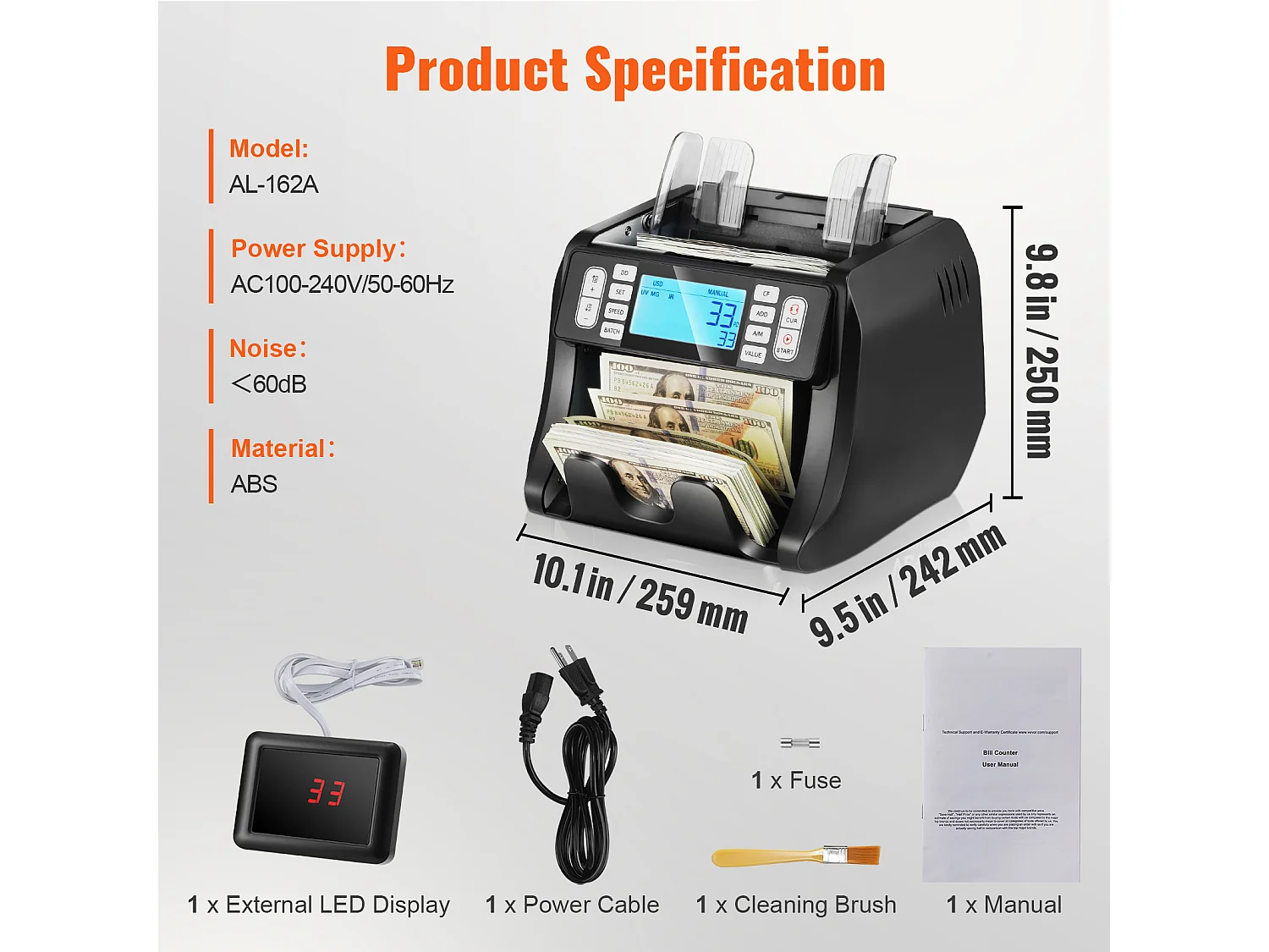 Compteuse de Billets SucceBuy, Compteur de Billets avec Détection UV, MG, IR, DD