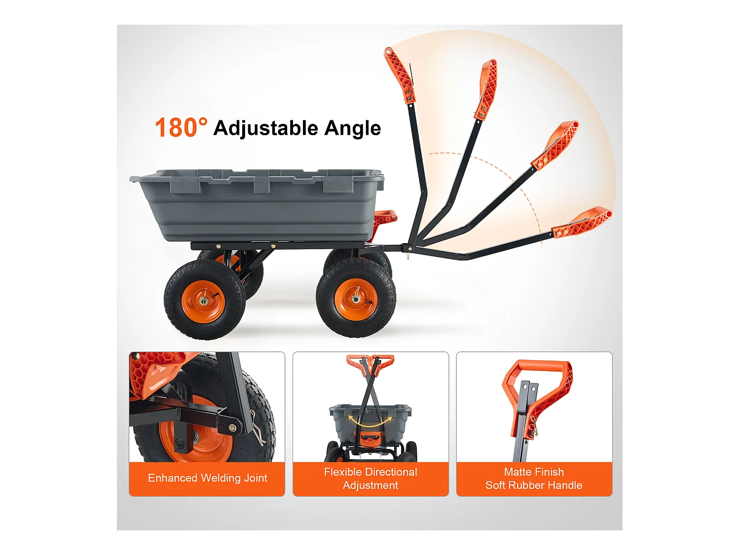 Chariot à Benne Basculante SucceBuy Poly Garden Dump Cart - Chariot de Jardin Robuste, 6,48 pieds Cubes, 1 200 lb