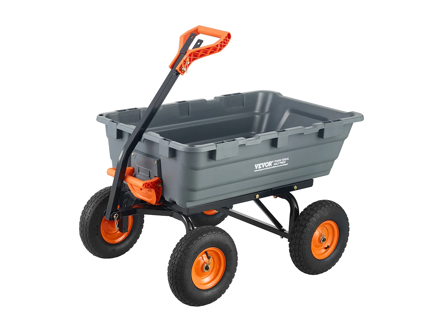 Chariot à Benne Basculante SucceBuy Poly Garden Dump Cart - Chariot de Jardin Robuste, 6,48 pieds Cubes, 1 200 lb