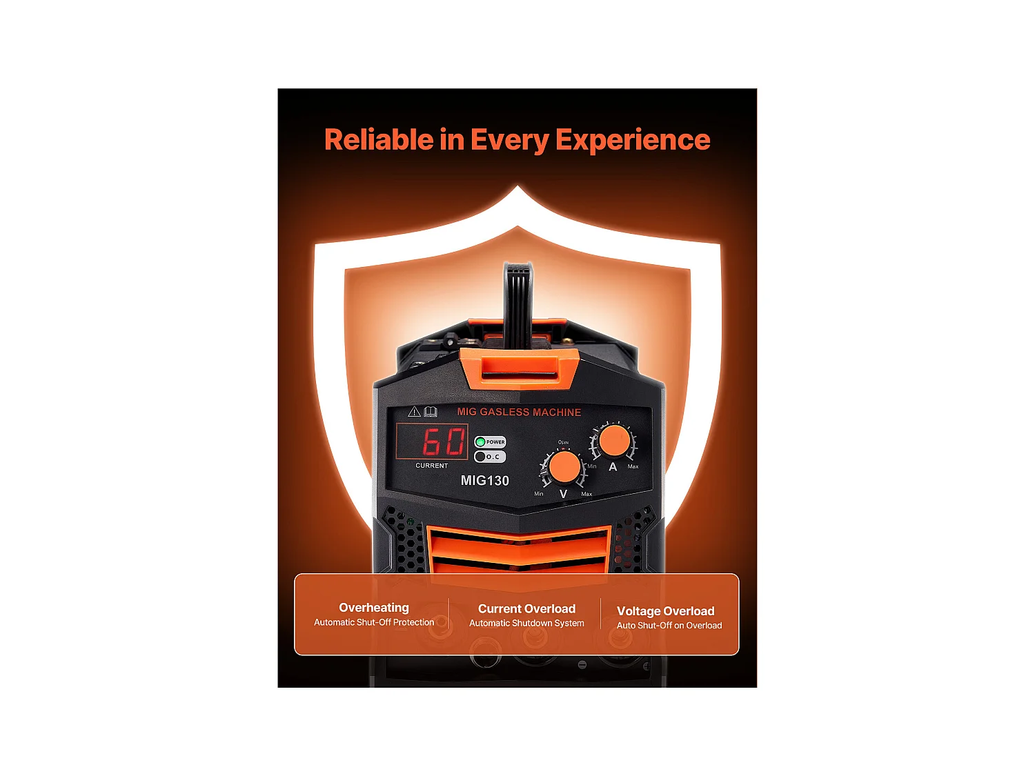 Soudeuse MIG SucceBuy 130A Machine de Soudage à Fil Fourré sans Gaz, Soudeuse MIG à Onduleur IGBT Portable avec Affichage Numérique