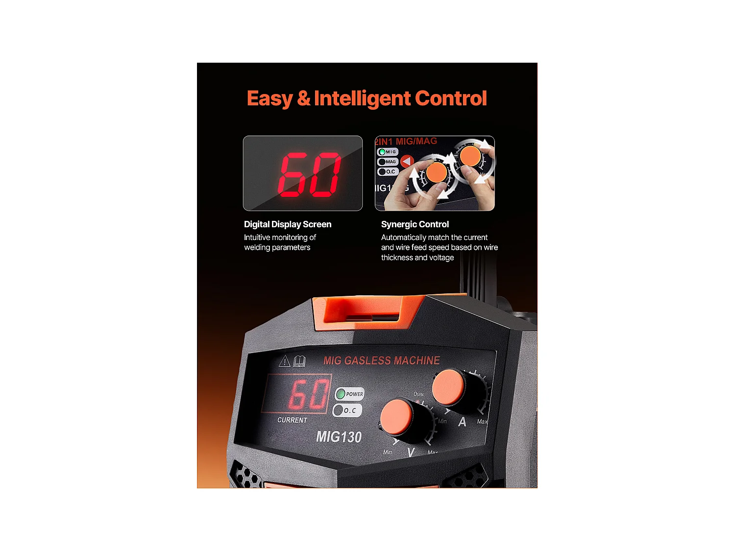 Soudeuse MIG SucceBuy 130A Machine de Soudage à Fil Fourré sans Gaz, Soudeuse MIG à Onduleur IGBT Portable avec Affichage Numérique