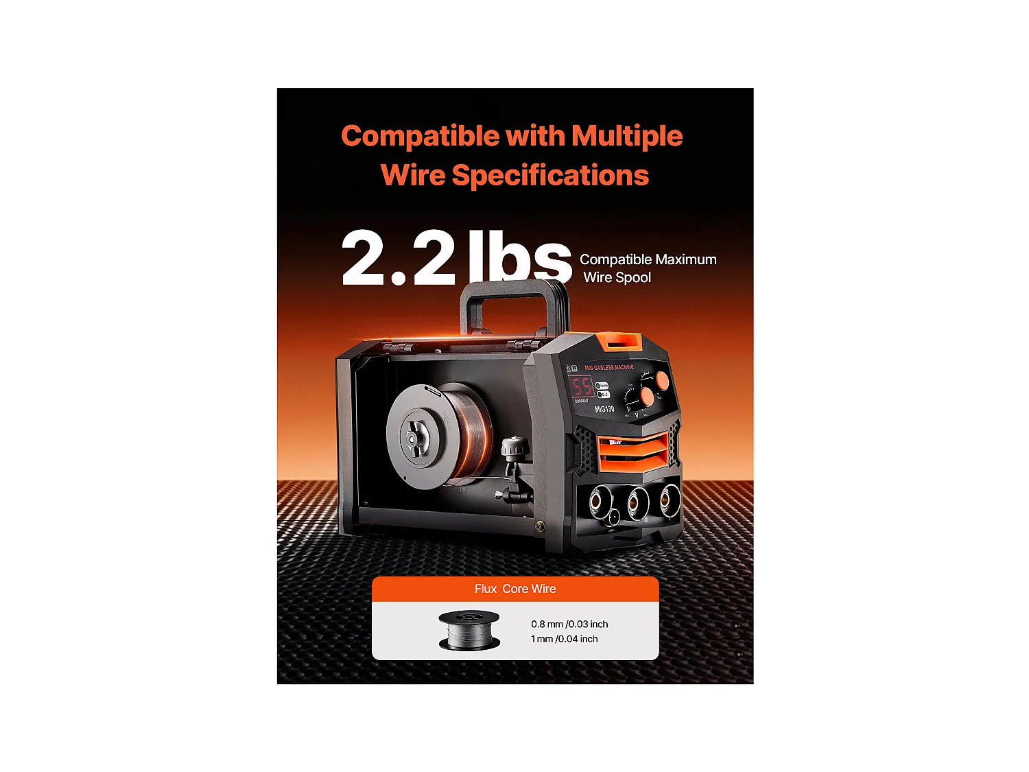 Soudeuse MIG SucceBuy 130A Machine de Soudage à Fil Fourré sans Gaz, Soudeuse MIG à Onduleur IGBT Portable avec Affichage Numérique