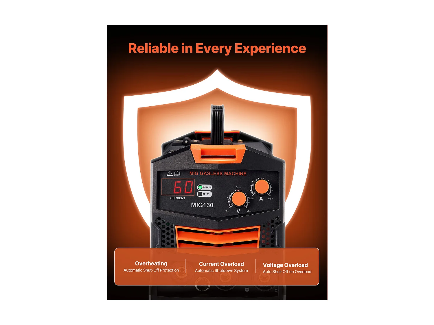 Soudeuse MIG SucceBuy 130A Machine de Soudage à Fil Fourré sans Gaz, Soudeuse MIG à Onduleur IGBT Portable avec Affichage Numérique