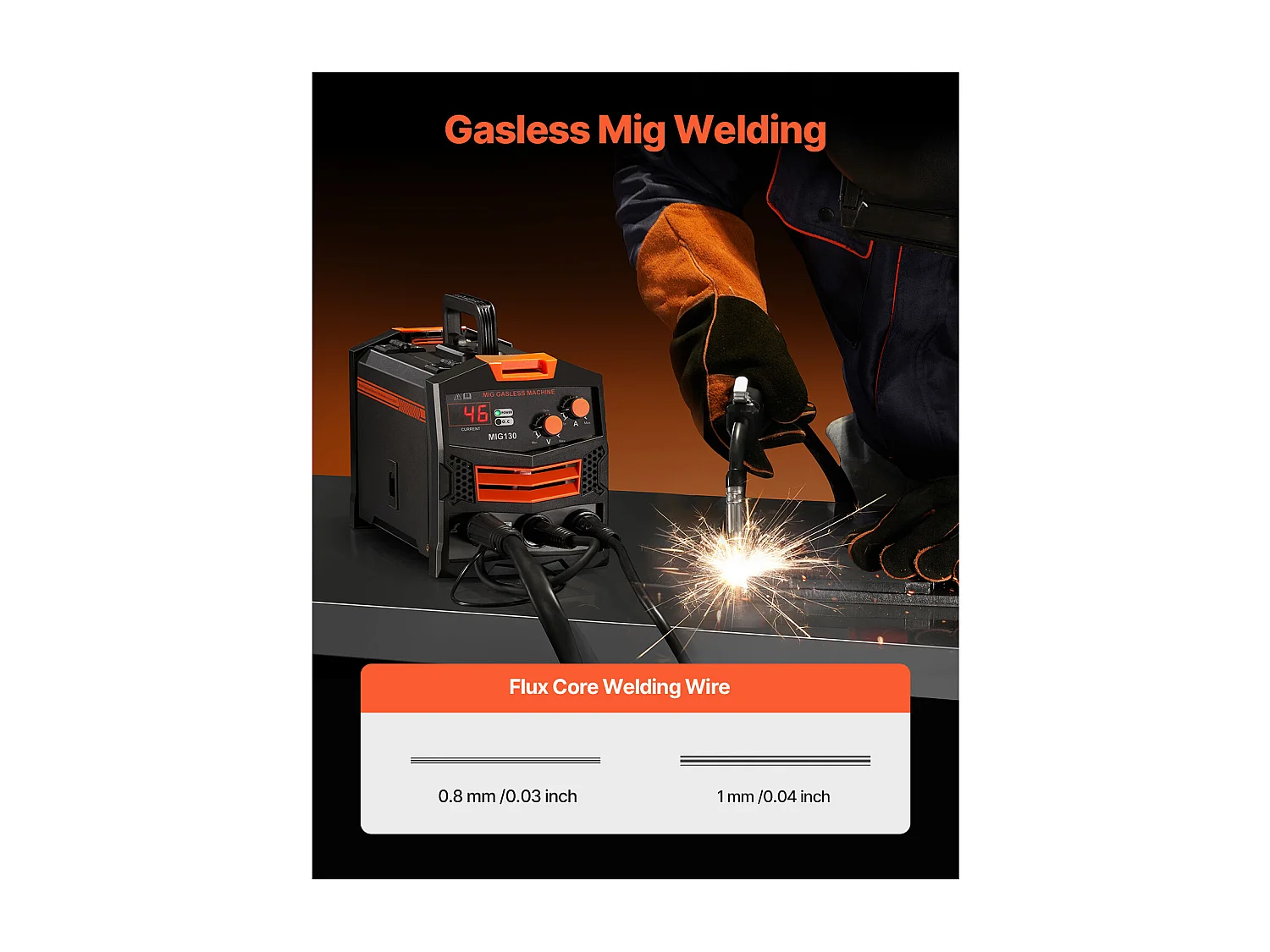 Soudeuse MIG SucceBuy 130A Machine de Soudage à Fil Fourré sans Gaz, Soudeuse MIG à Onduleur IGBT Portable avec Affichage Numérique