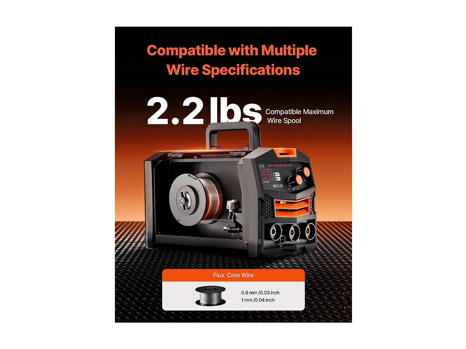 Soudeuse MIG SucceBuy 130A Machine de Soudage à Fil Fourré sans Gaz, Soudeuse MIG à Onduleur IGBT Portable avec Affichage Numérique