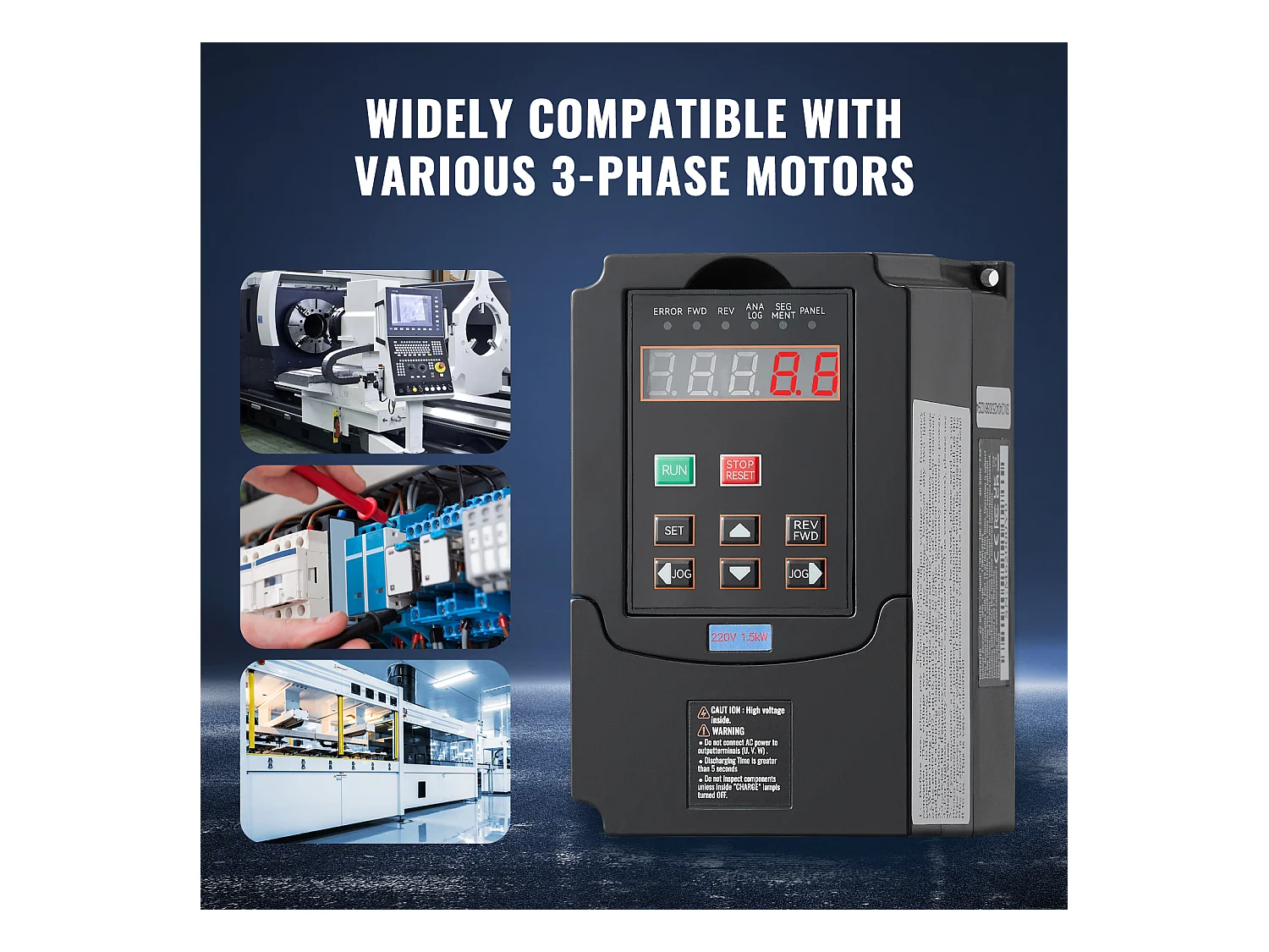 VFD 2HP SucceBuy, 1,5KW, 7,5A 220V, Entrée 1/3 Phase vers Sortie 3 Phases, 0-400Hz