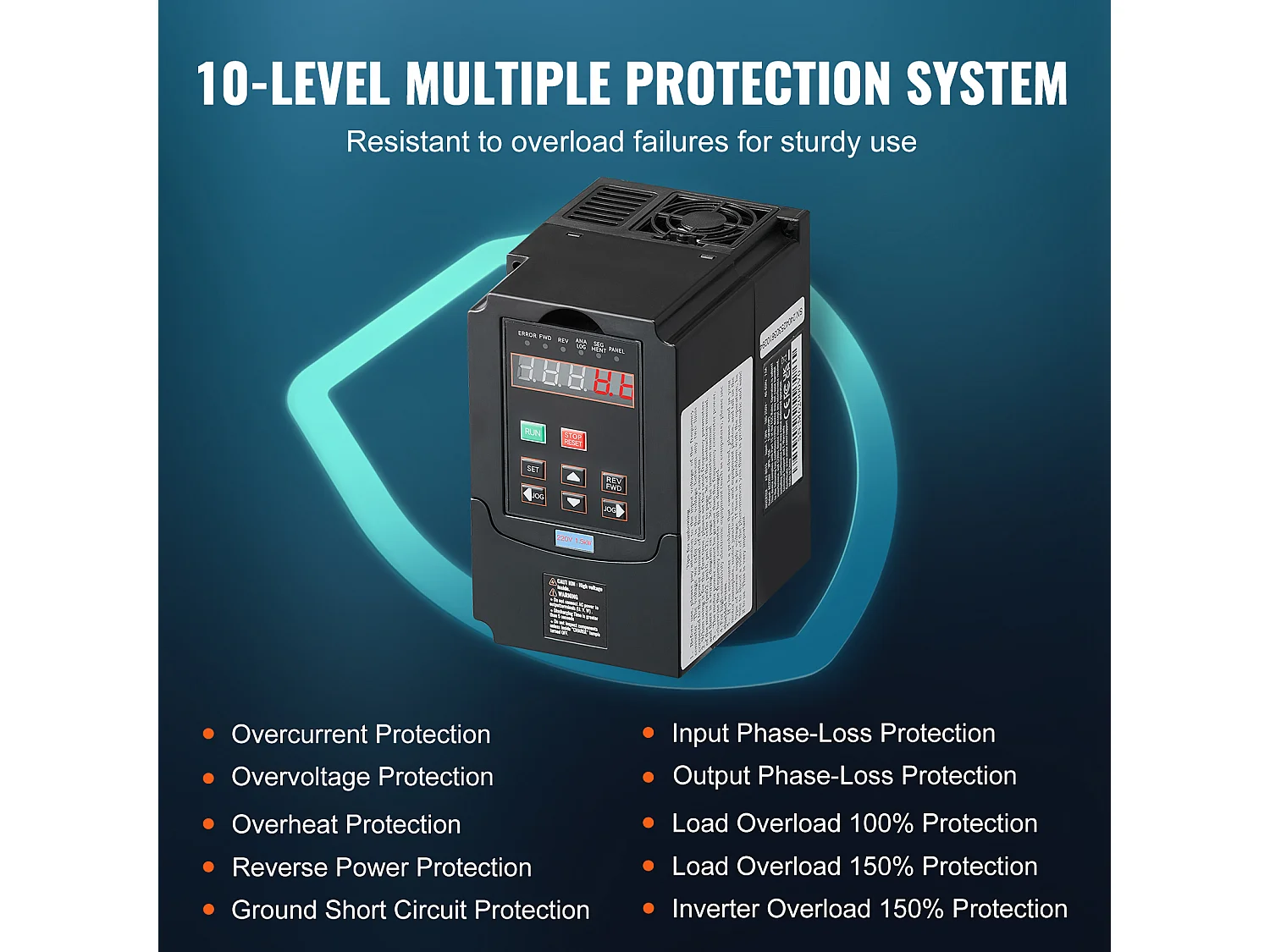 VFD 2HP SucceBuy, 1,5KW, 7,5A 220V, Entrée 1/3 Phase vers Sortie 3 Phases, 0-400Hz