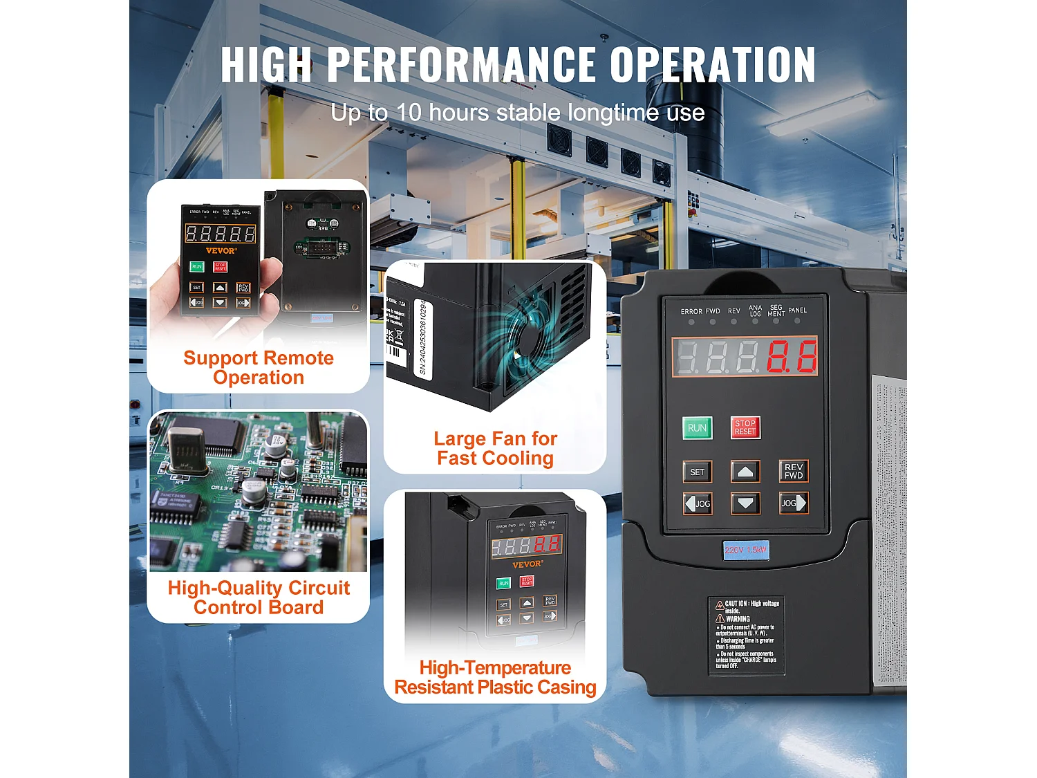 VFD 2HP SucceBuy, 1,5KW, 7,5A 220V, Entrée 1/3 Phase vers Sortie 3 Phases, 0-400Hz