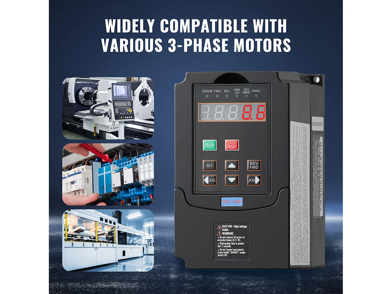 VFD 2HP SucceBuy, 1,5KW, 7,5A 220V, Entrée 1/3 Phase vers Sortie 3 Phases, 0-400Hz