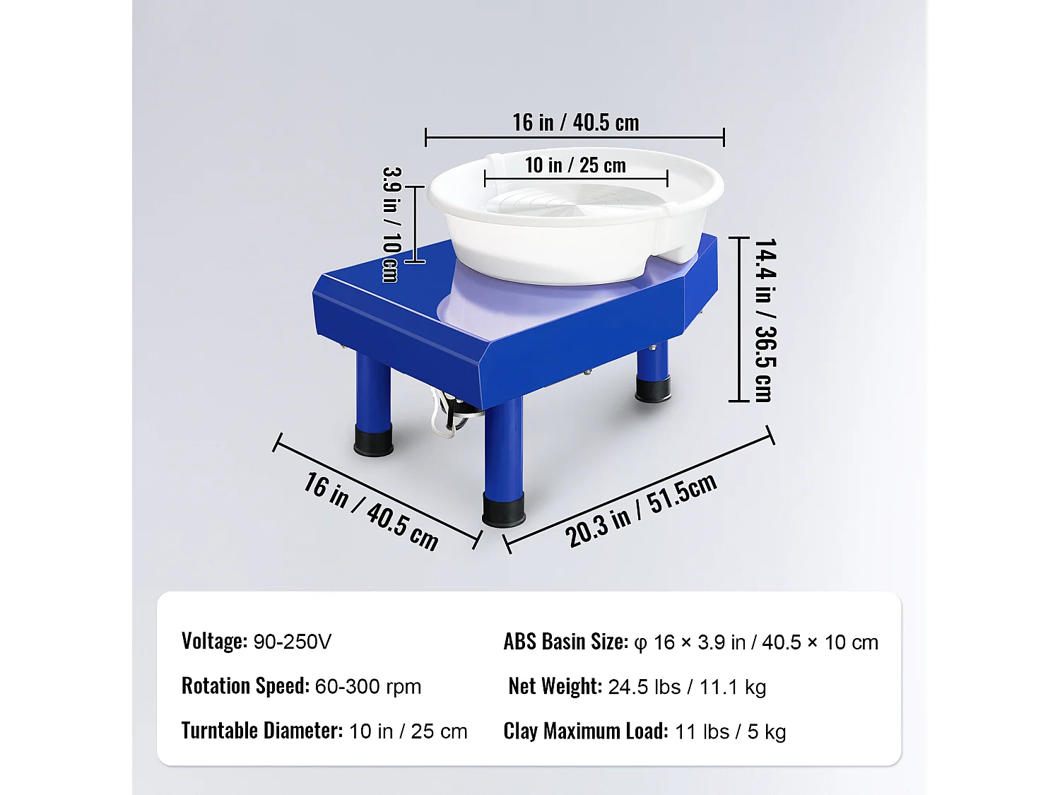 Tour de Potier SucceBuy Tour de Potier 25cm, Tour en Céramique avec Pédale, 350 W