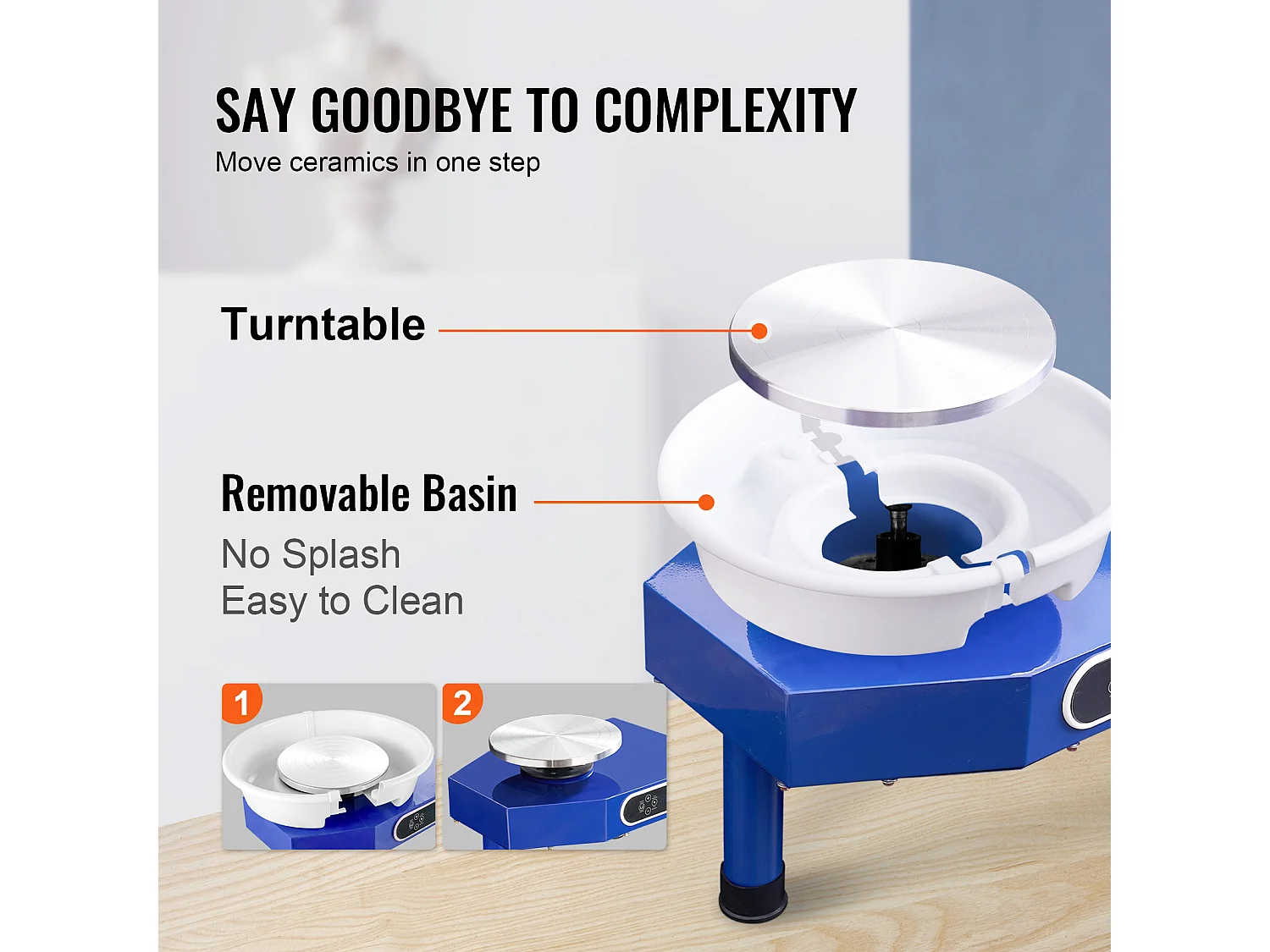 Tour de Potier SucceBuy Tour de Potier 25cm, Tour en Céramique avec Pédale, 350 W