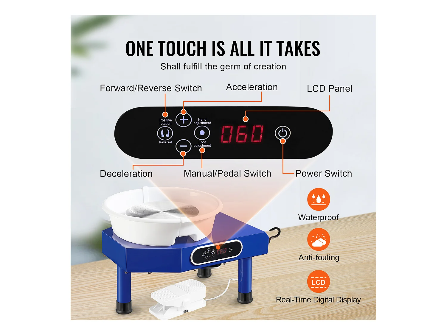 Tour de Potier SucceBuy Tour de Potier 25cm, Tour en Céramique avec Pédale, 350 W