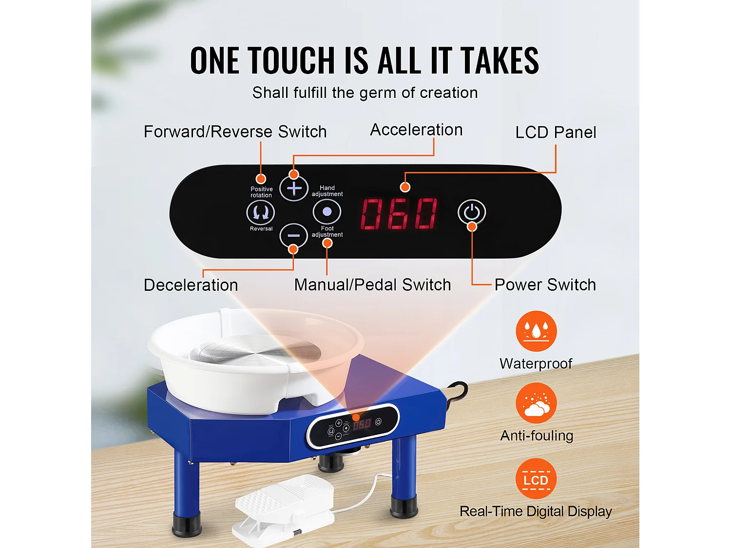 Tour de Potier SucceBuy Tour de Potier 25cm, Tour en Céramique avec Pédale, 350 W