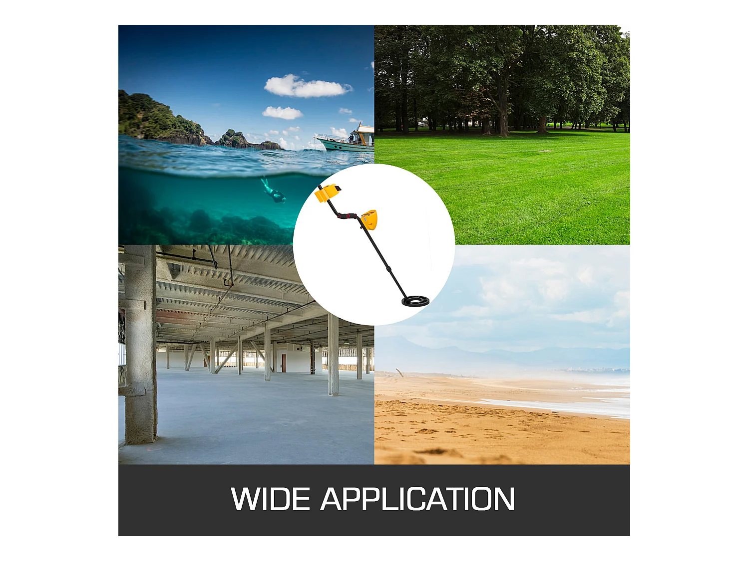 Détecteur de Métaux SucceBuy à Disque Étanche Pelle à Extraction d'Or, Utilisé sur comme l'Herbe le Sol la Plage la Cour