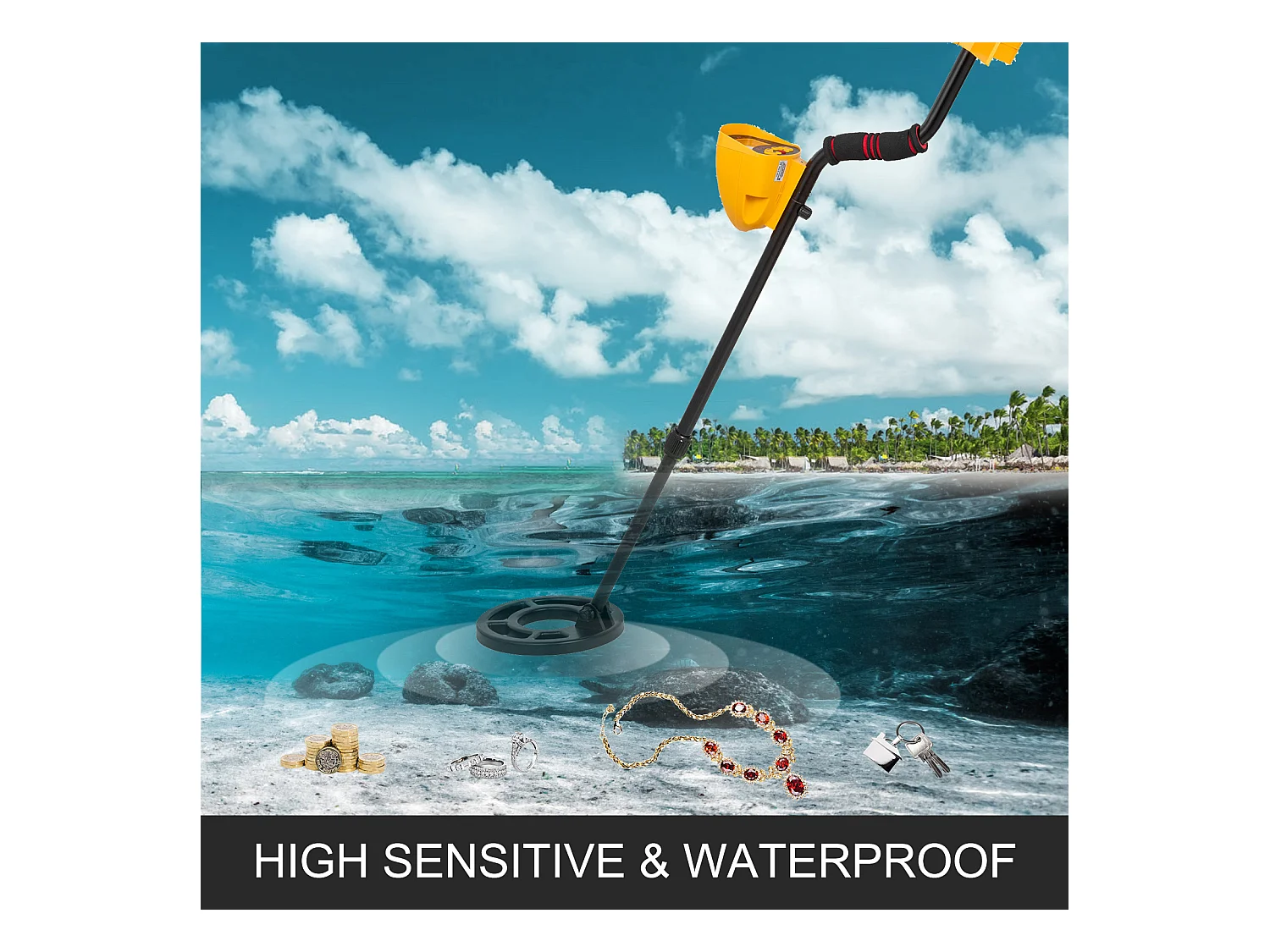 Détecteur de Métaux SucceBuy à Disque Étanche Pelle à Extraction d'Or, Utilisé sur comme l'Herbe le Sol la Plage la Cour