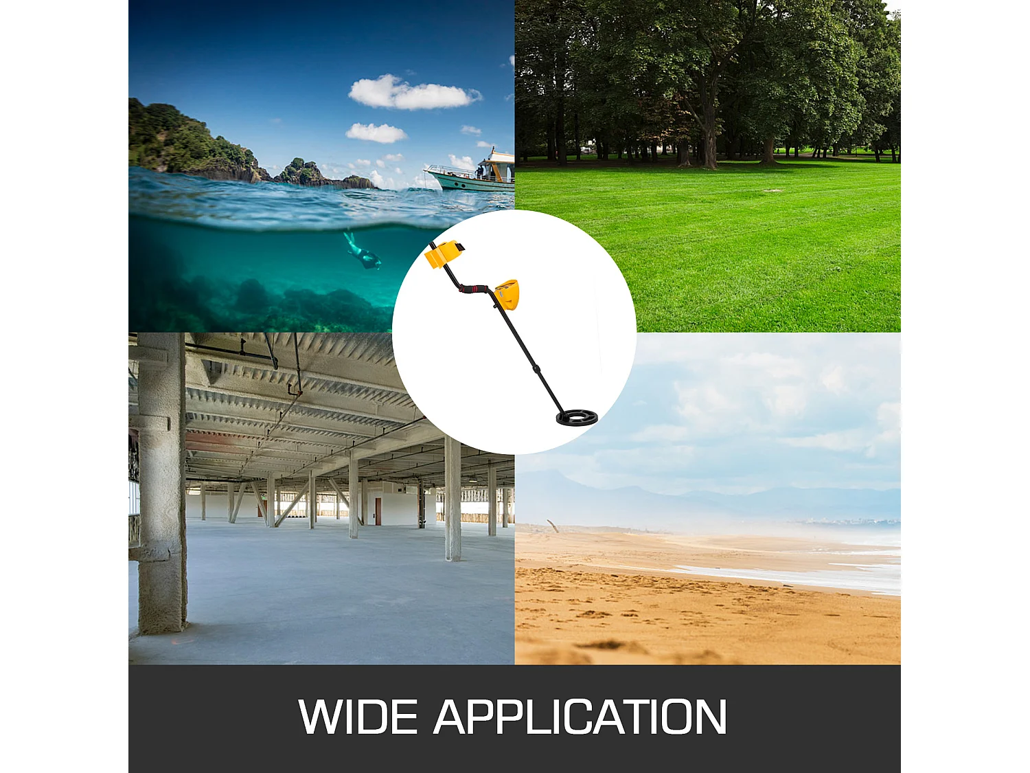 Détecteur de Métaux SucceBuy à Disque Étanche Pelle à Extraction d'Or, Utilisé sur comme l'Herbe le Sol la Plage la Cour