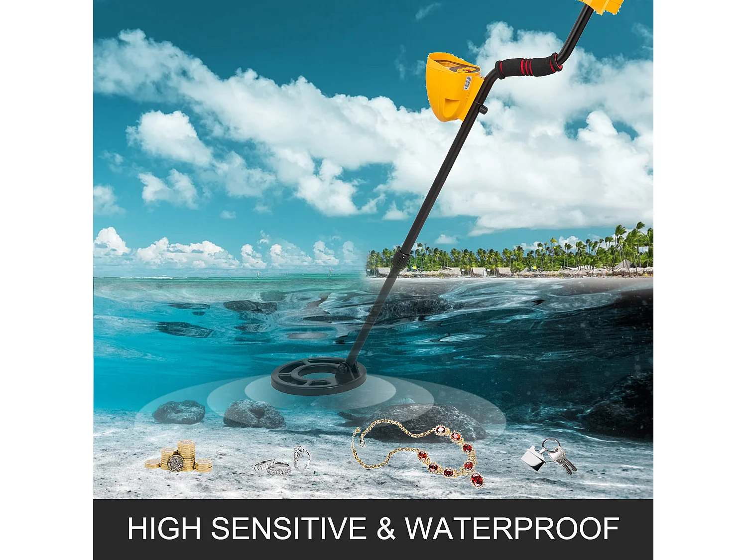 Détecteur de Métaux SucceBuy à Disque Étanche Pelle à Extraction d'Or, Utilisé sur comme l'Herbe le Sol la Plage la Cour