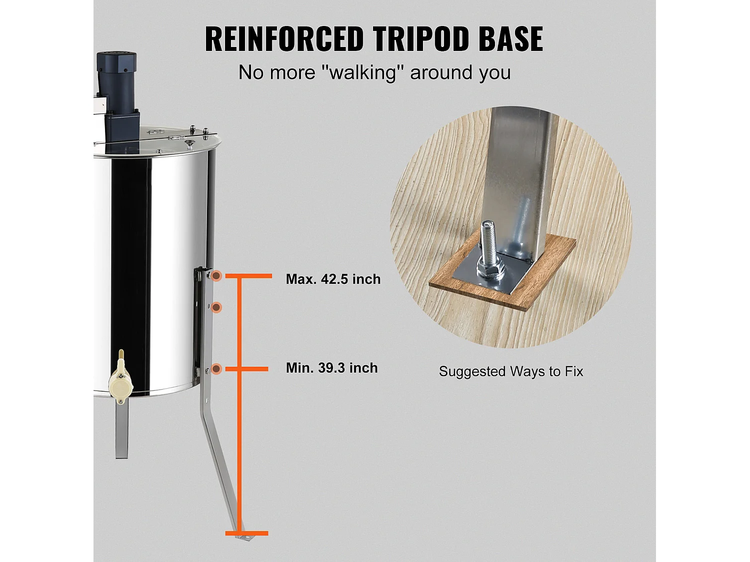 Extracteur de Miel SucceBuy Électrique, Cadres 4/8, Équipement Apicole en Acier Inoxydable
