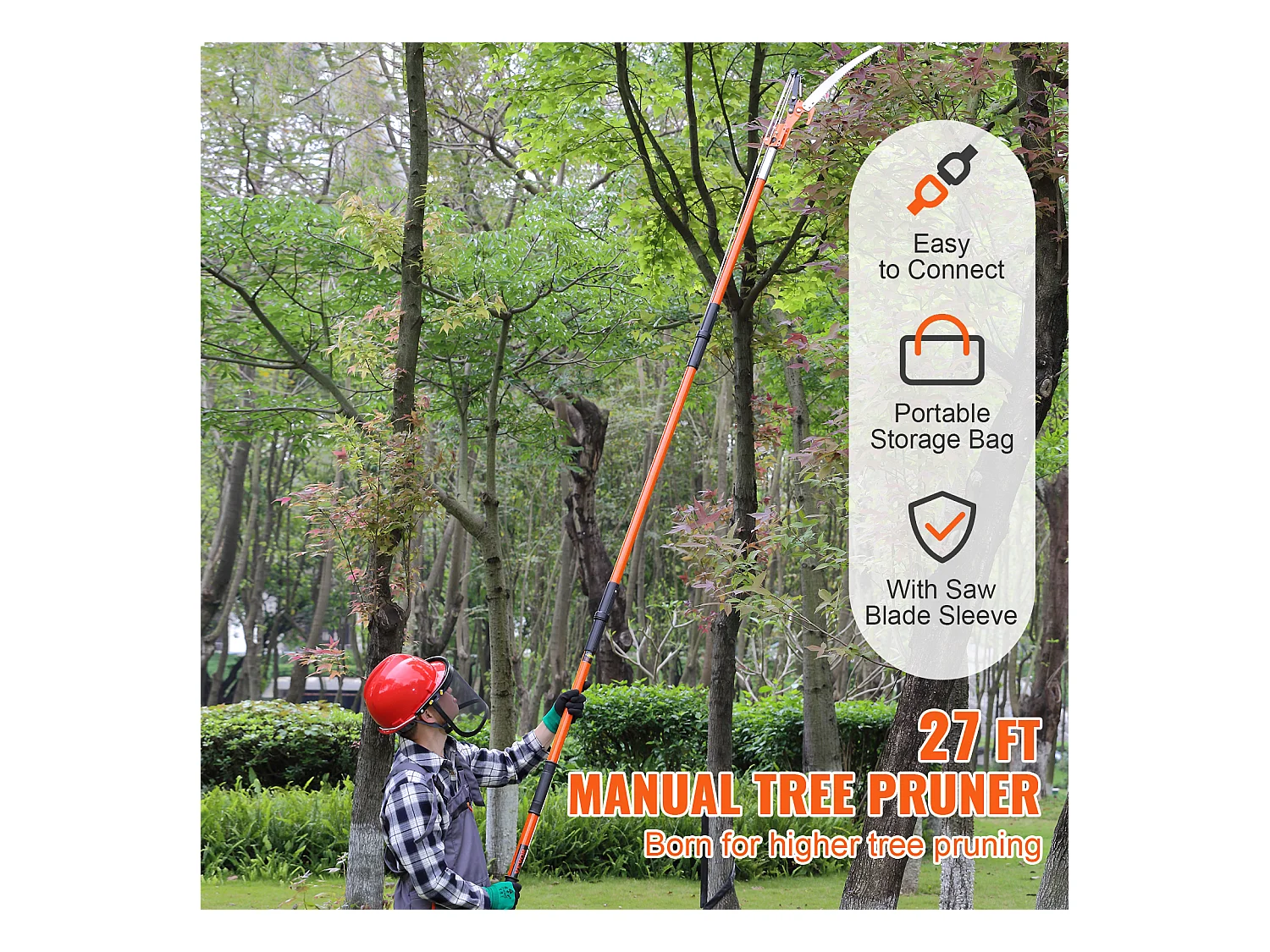 Scie à Perche Manuelle SucceBuy, Élagueuse Zxtensible de 222.5cm à 823cm , Perche en Fibre de Verre