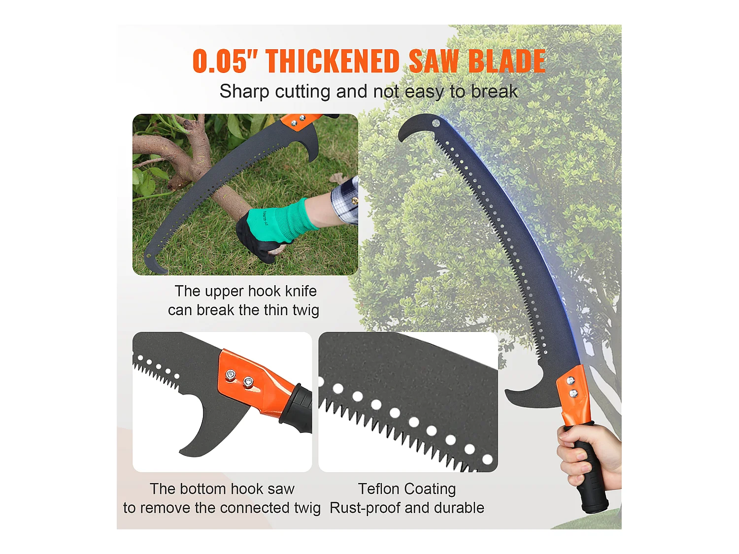 Scie à Perche Manuelle SucceBuy, Élagueuse Zxtensible de 222.5cm à 823cm , Perche en Fibre de Verre