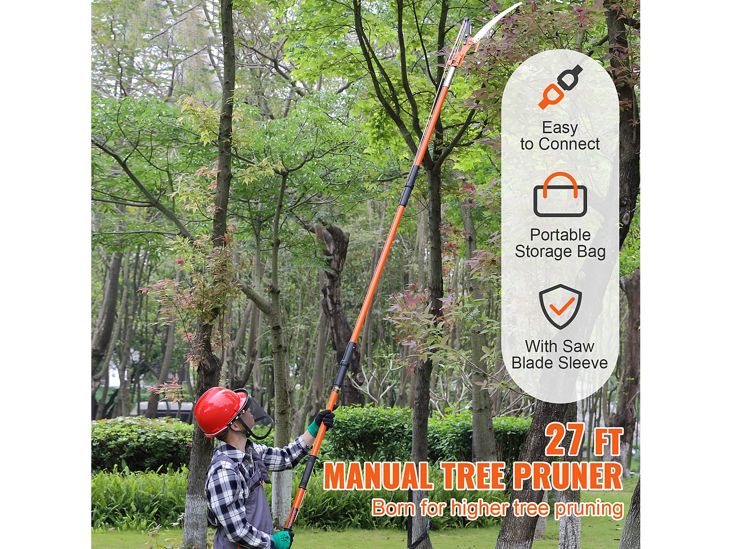 Scie à Perche Manuelle SucceBuy, Élagueuse Zxtensible de 222.5cm à 823cm , Perche en Fibre de Verre