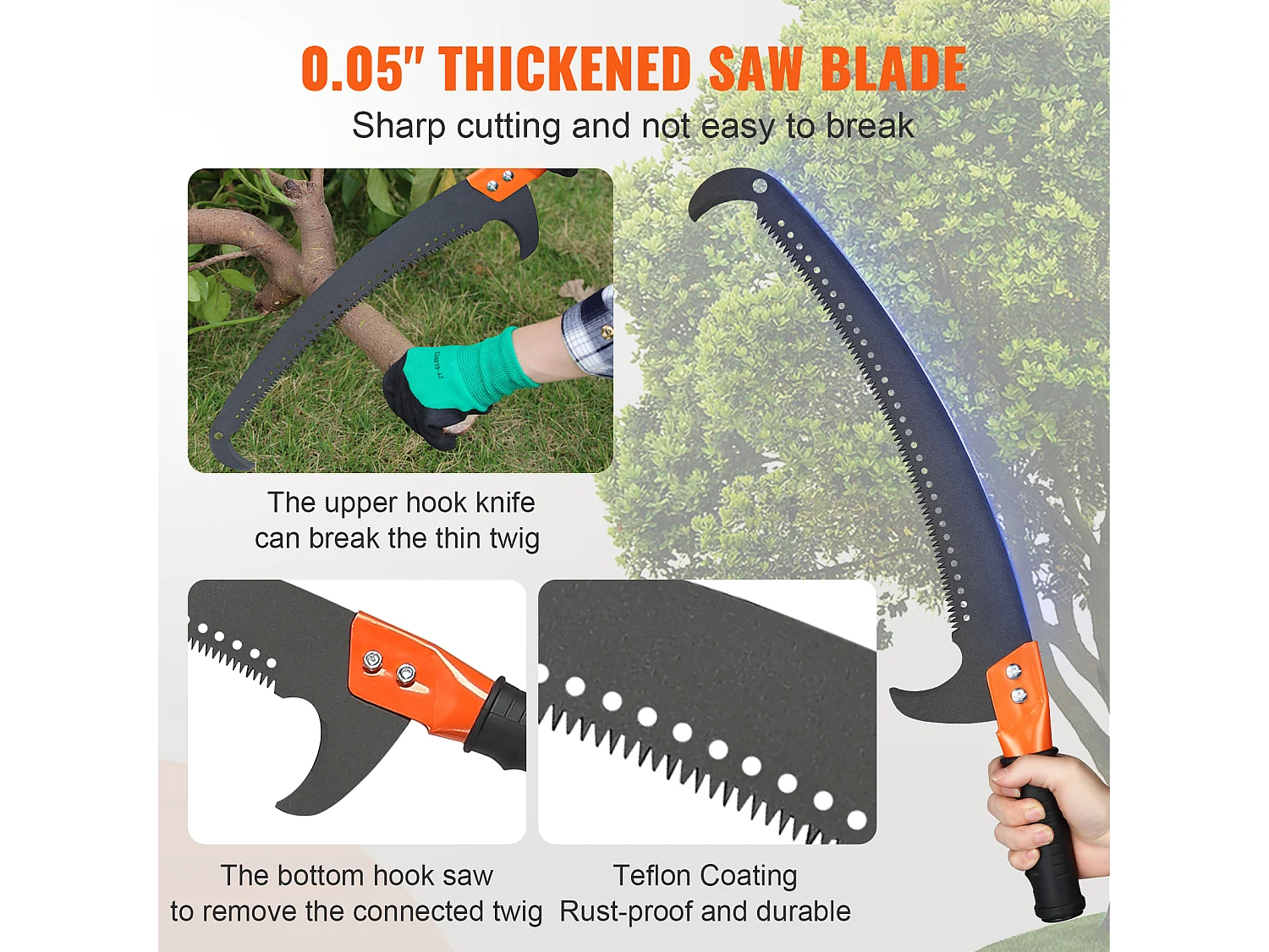 Scie à Perche Manuelle SucceBuy, Élagueuse Zxtensible de 222.5cm à 823cm , Perche en Fibre de Verre