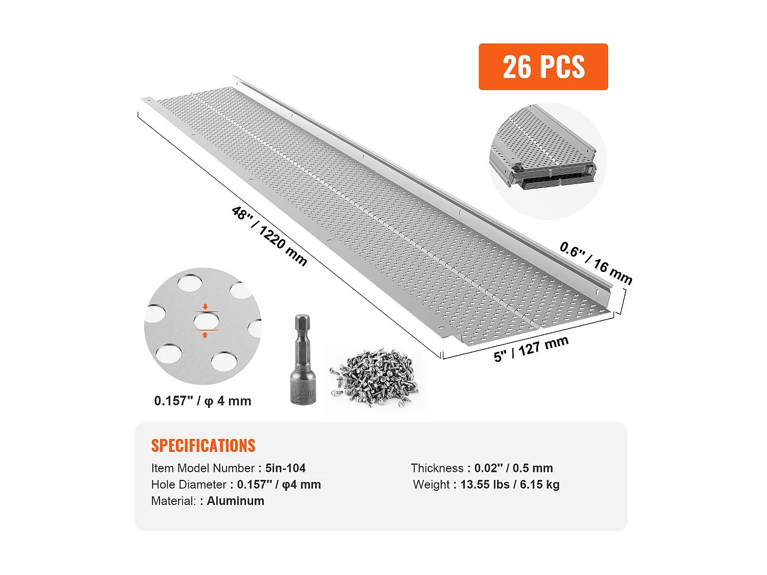Protège-Gouttière SucceBuy Protège-Gouttière 12,7 cm de Large, 31,8 m de Long, Maille pour la Protection des Feuilles
