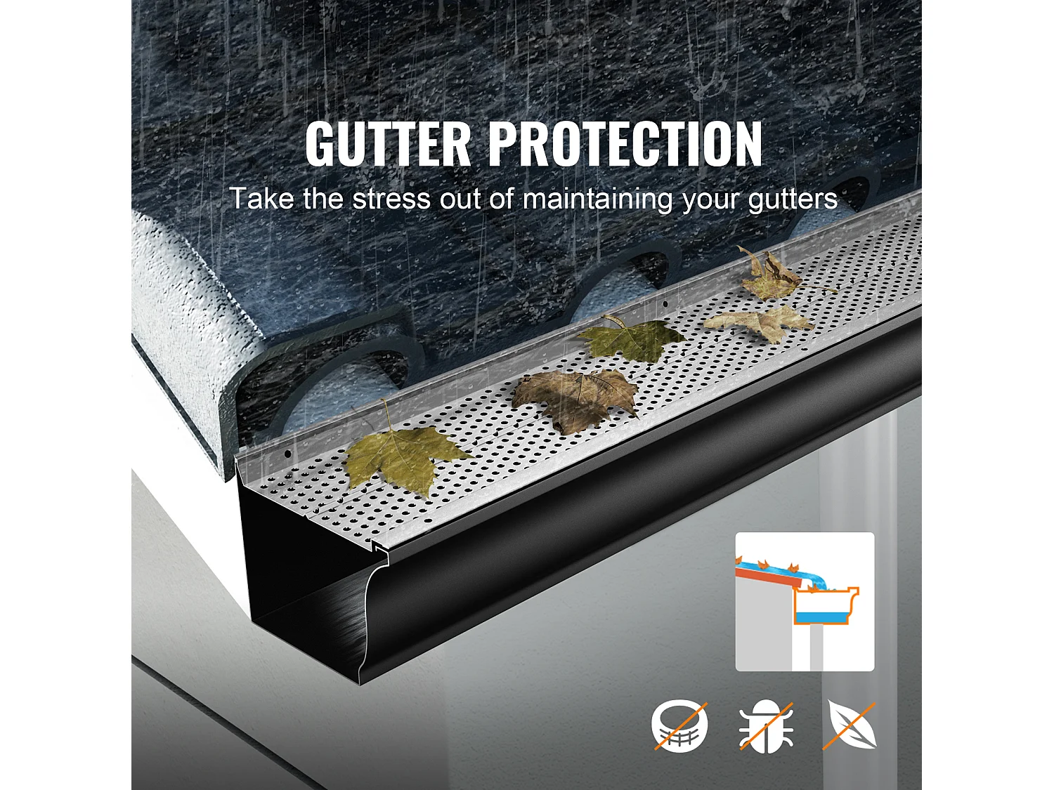 Protège-Gouttière SucceBuy Protège-Gouttière 12,7 cm de Large, 31,8 m de Long, Maille pour la Protection des Feuilles