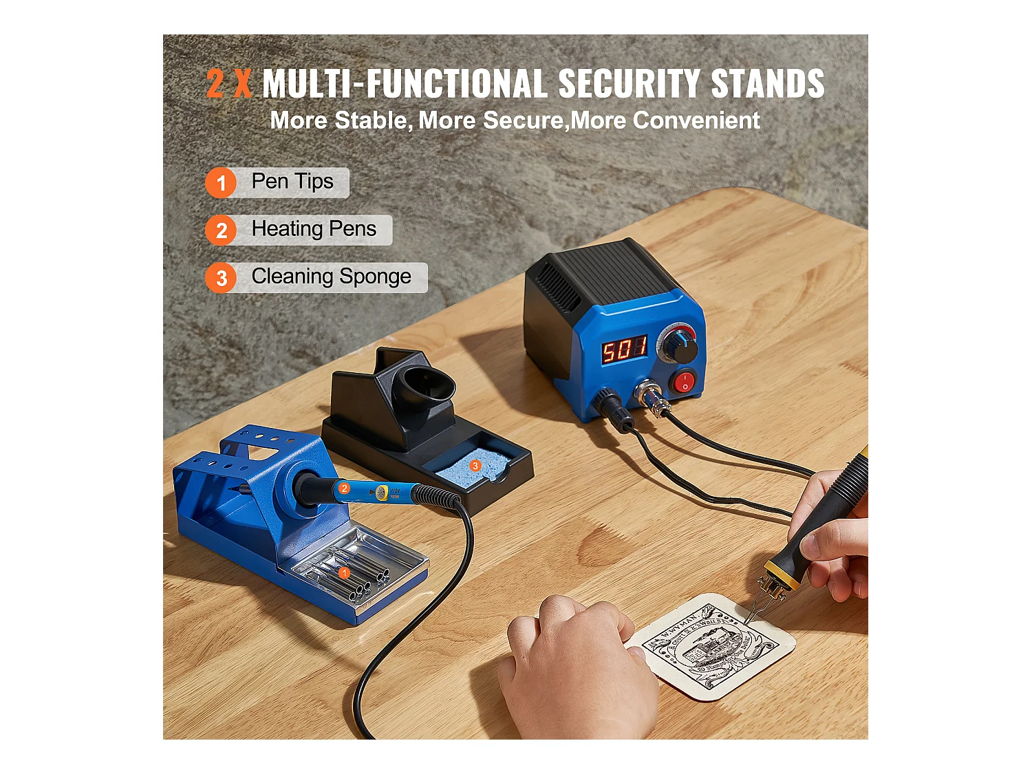 Kit de Pyrogravure SucceBuy, 250~700°C, Stylos de Pyrogravure Doubles avec 23 Pointes Métalliques et 5 Pointes