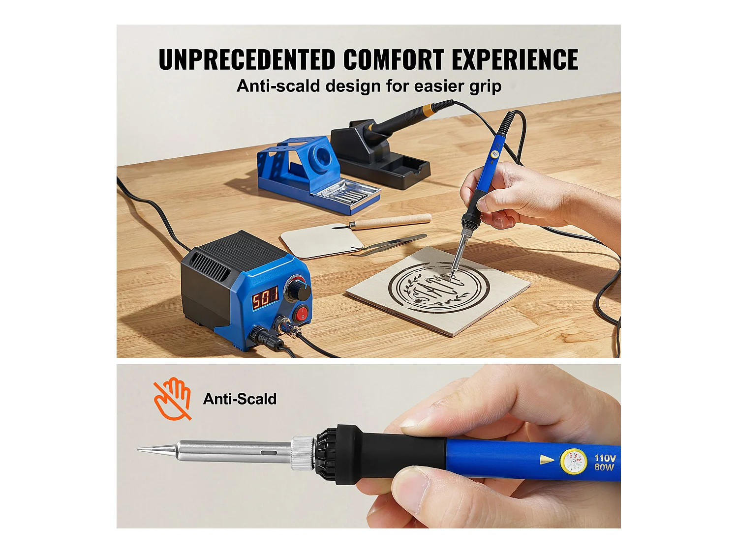 Kit de Pyrogravure SucceBuy, 250~700°C, Stylos de Pyrogravure Doubles avec 23 Pointes Métalliques et 5 Pointes