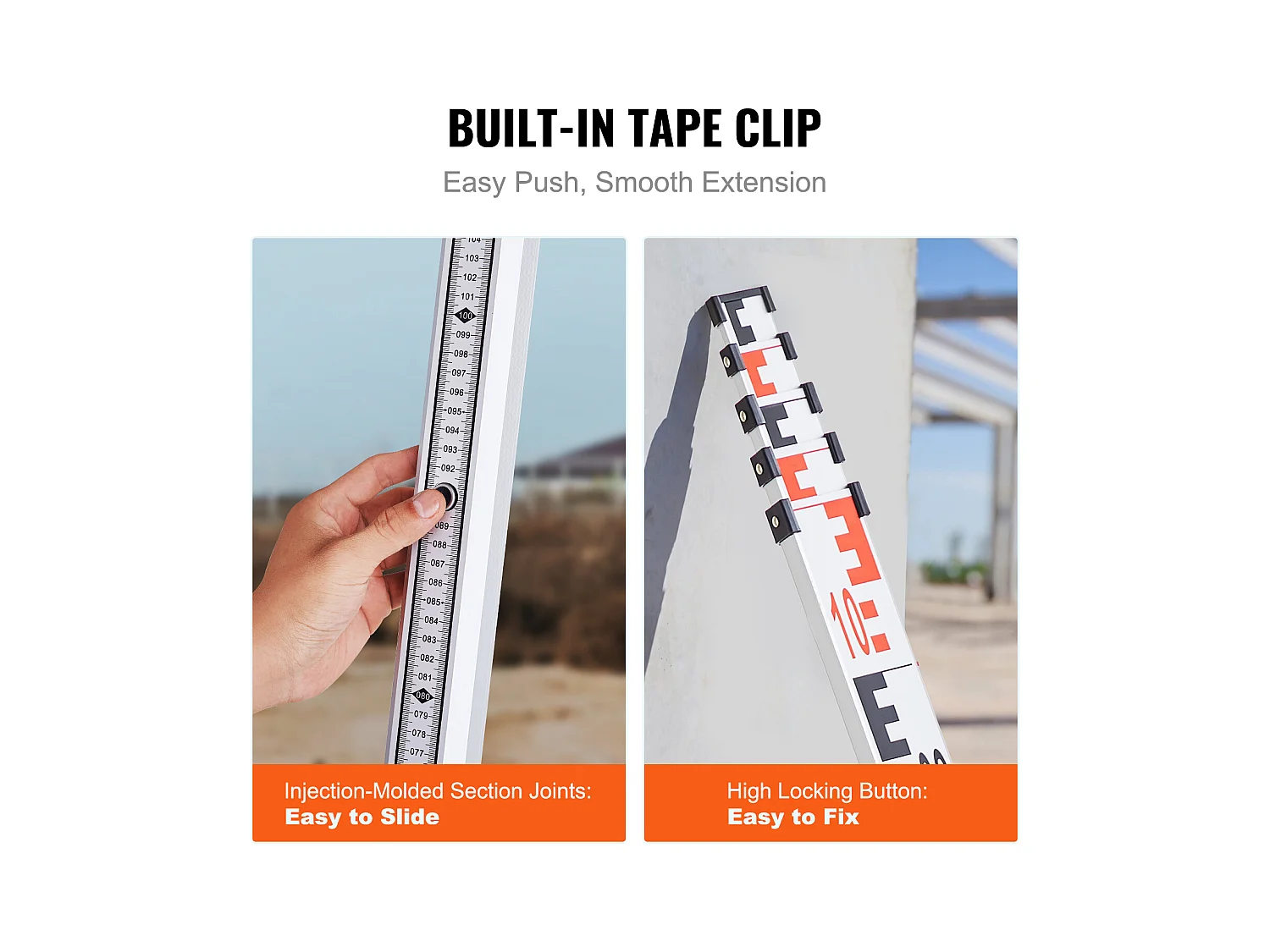 Cana de Medição Telescópica SucceBuy 5M, Escala CM/MM, Nível de Bolha e Bolsa de Transporte