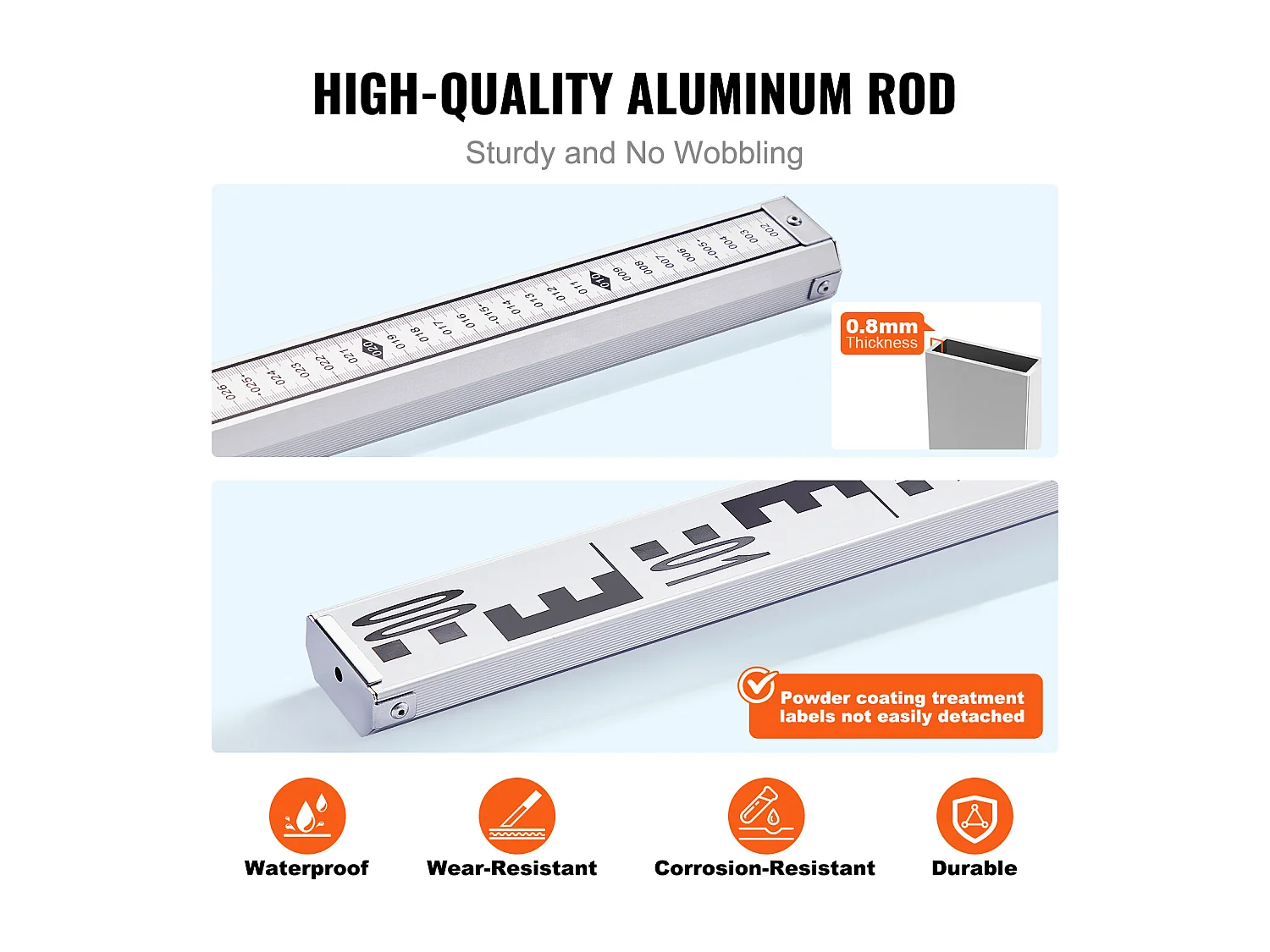 Tire de Mesure Télescopique SucceBuy 5M, Échelle CM/MM, Niveau à Bulle et Sac de Transport
