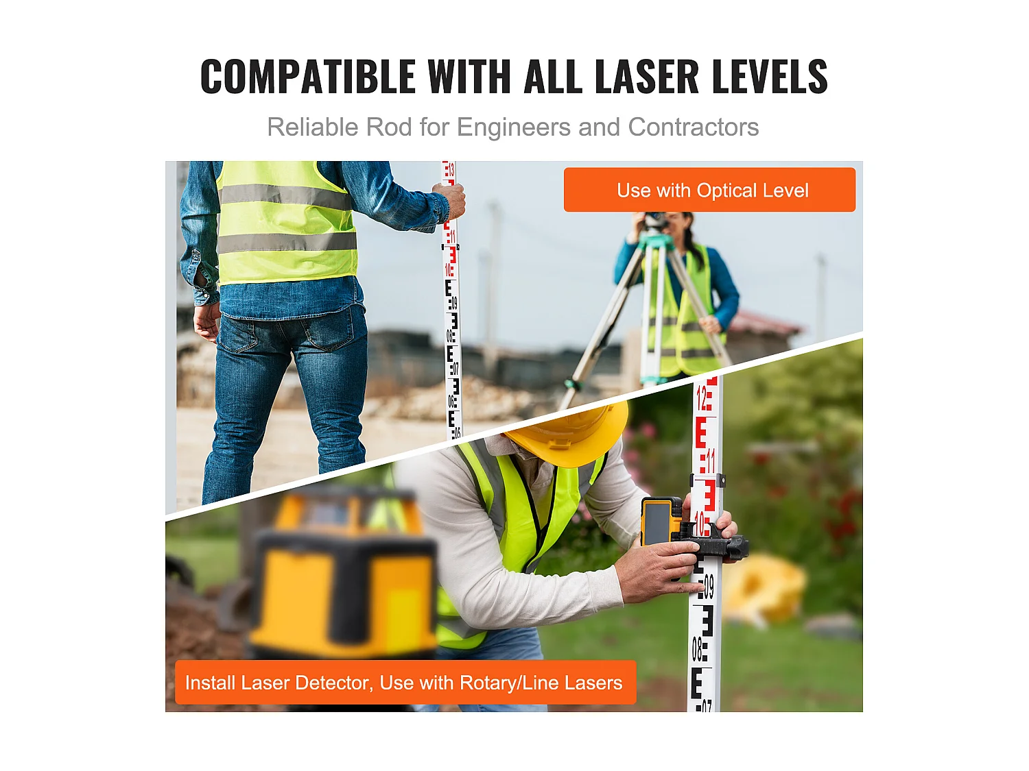 Tire de Mesure Télescopique SucceBuy 5M, Échelle CM/MM, Niveau à Bulle et Sac de Transport