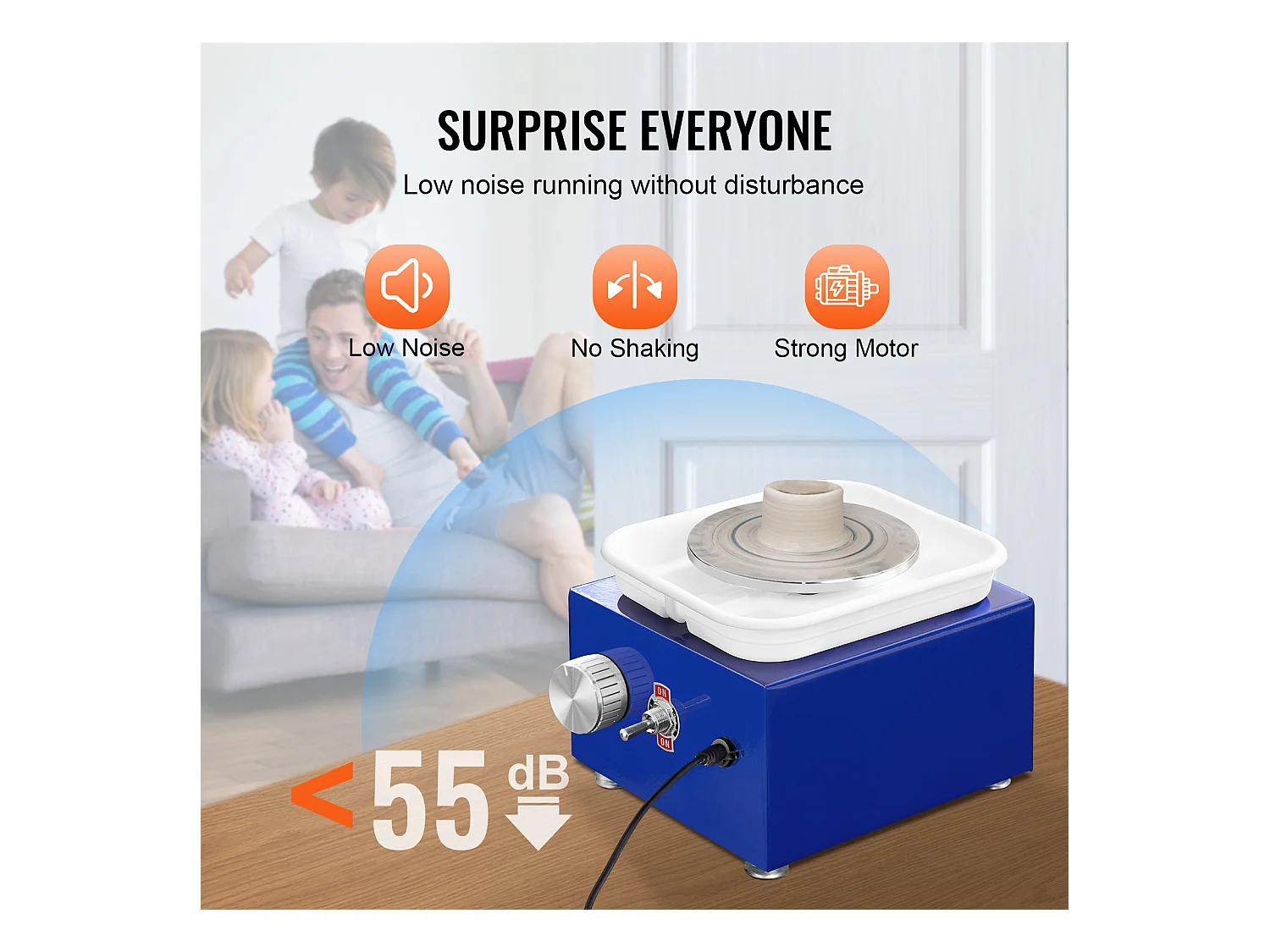 Tour de Potier SucceBuy Mini Tour de Potier, Outil de Sculpture en Céramique 30 W, Tablier et Deux Platines