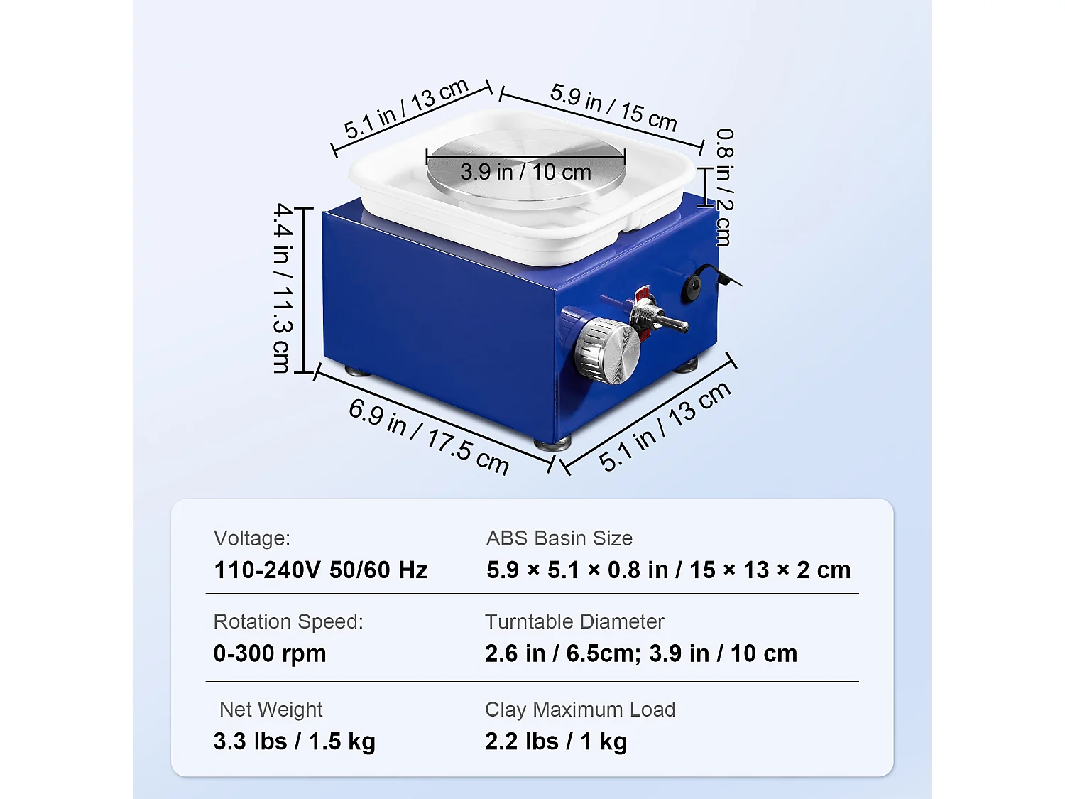 Tour de Potier SucceBuy Mini Tour de Potier, Outil de Sculpture en Céramique 30 W, Tablier et Deux Platines