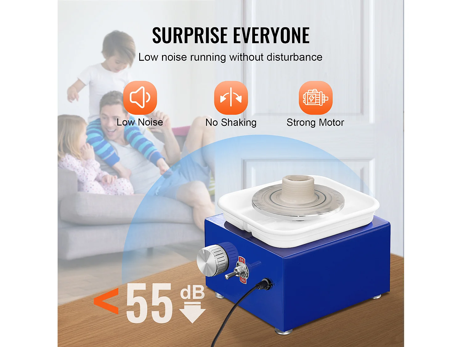 Tour de Potier SucceBuy Mini Tour de Potier, Outil de Sculpture en Céramique 30 W, Tablier et Deux Platines