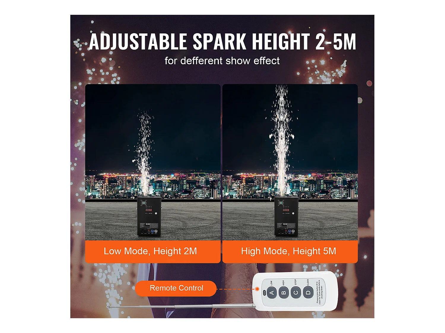 Machine à Étincelles Froides SucceBuy 700 W, 2 à 5 m pour DJ et Événements de Mariage