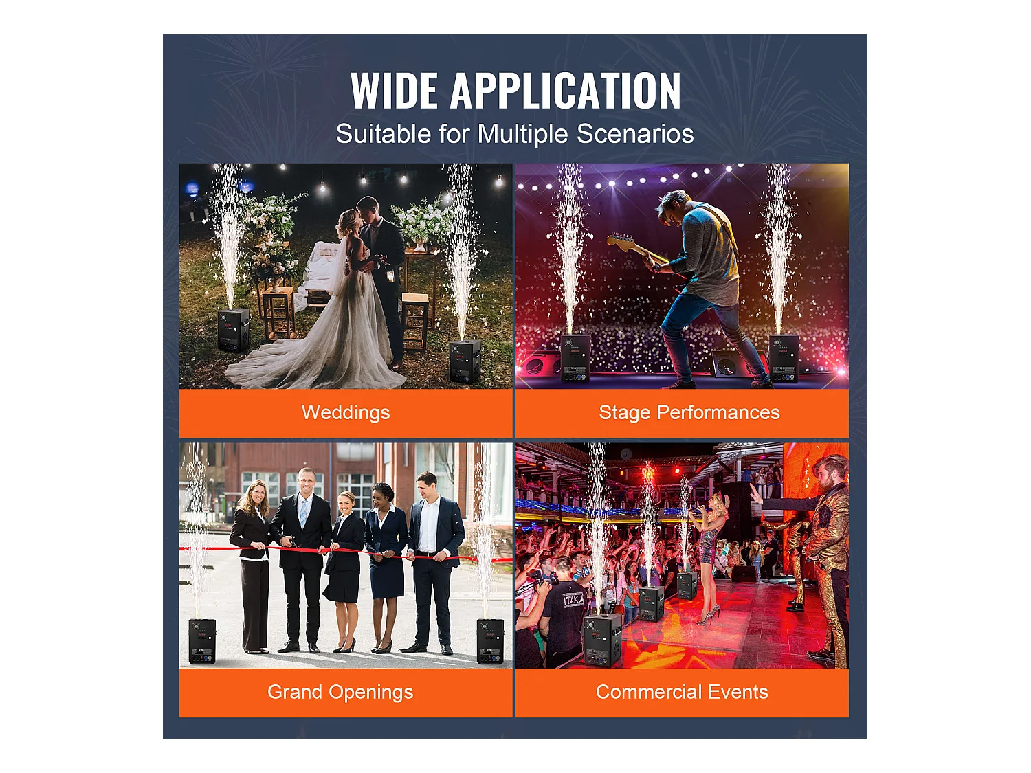 Machine à Étincelles Froides SucceBuy 700 W, 2 à 5 m pour DJ et Événements de Mariage