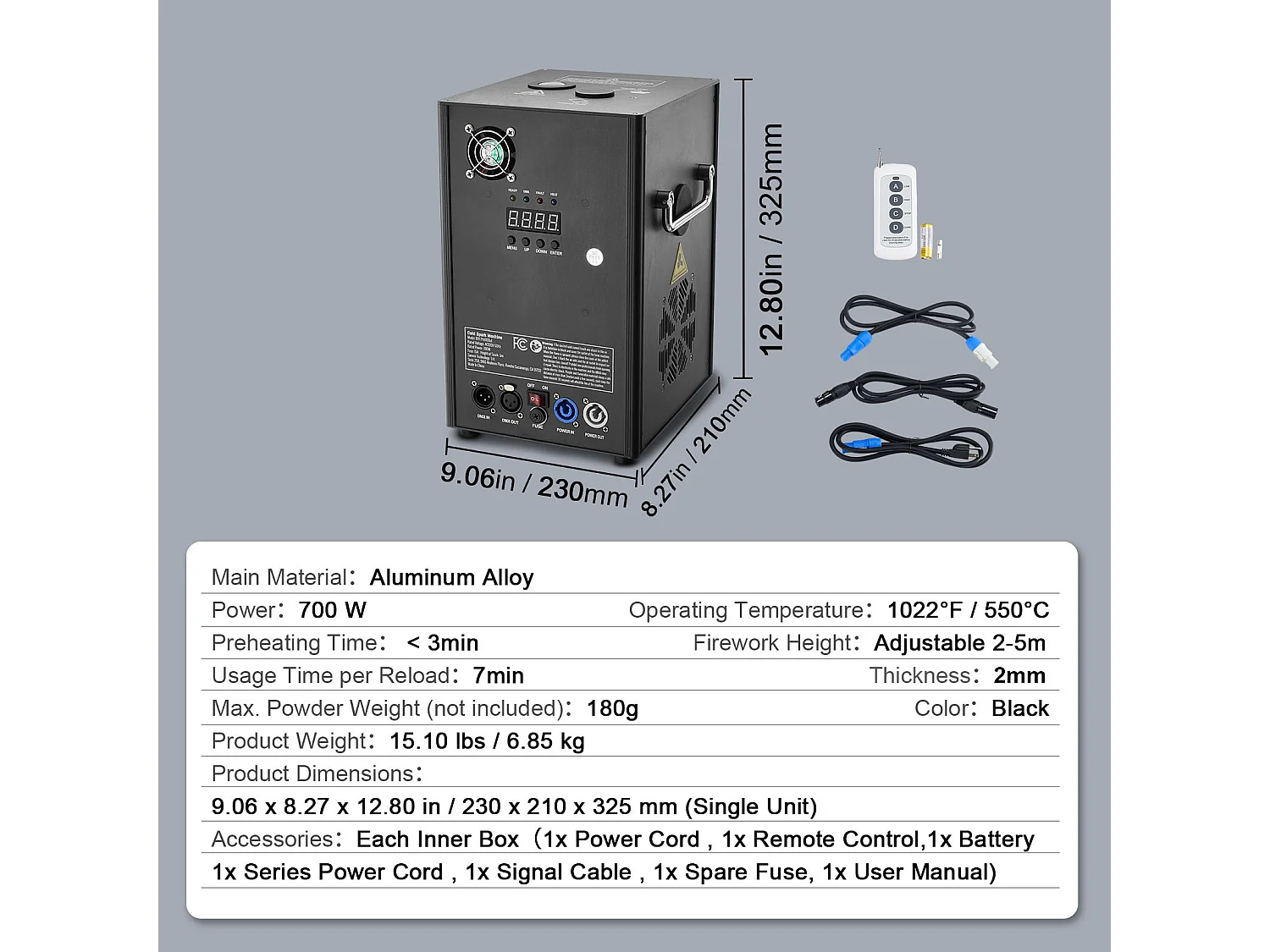 Machine à Étincelles Froides SucceBuy 700 W, 2 à 5 m pour DJ et Événements de Mariage