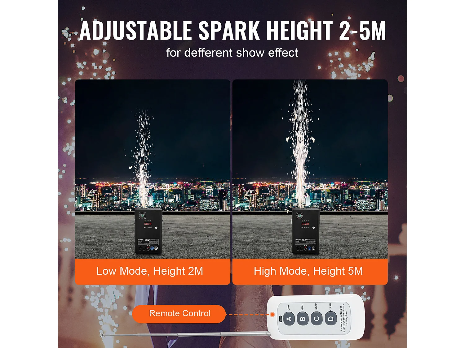 Machine à Étincelles Froides SucceBuy 700 W, 2 à 5 m pour DJ et Événements de Mariage