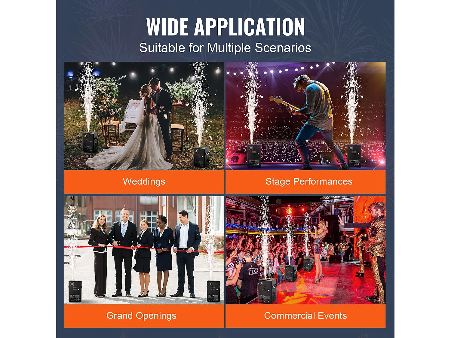 Machine à Étincelles Froides SucceBuy 700 W, 2 à 5 m pour DJ et Événements de Mariage