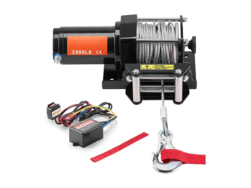 Guincho Elétrico SucceBuy de 1360 kg, ATV/UTV, cabo de aço, à Prova de água IP55, Comando com fio