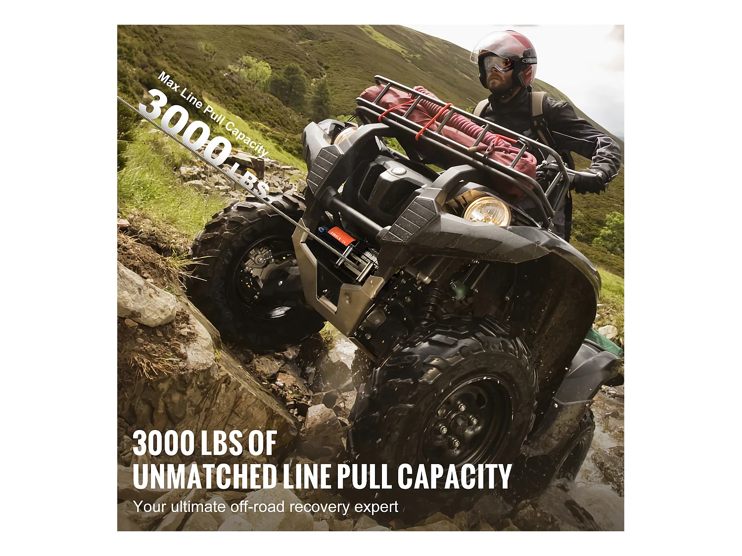Treuil Électrique SucceBuy 3000 lb, VTT/UTV, Câble en Acier, Étanchéité IP55, Commande Filiaire