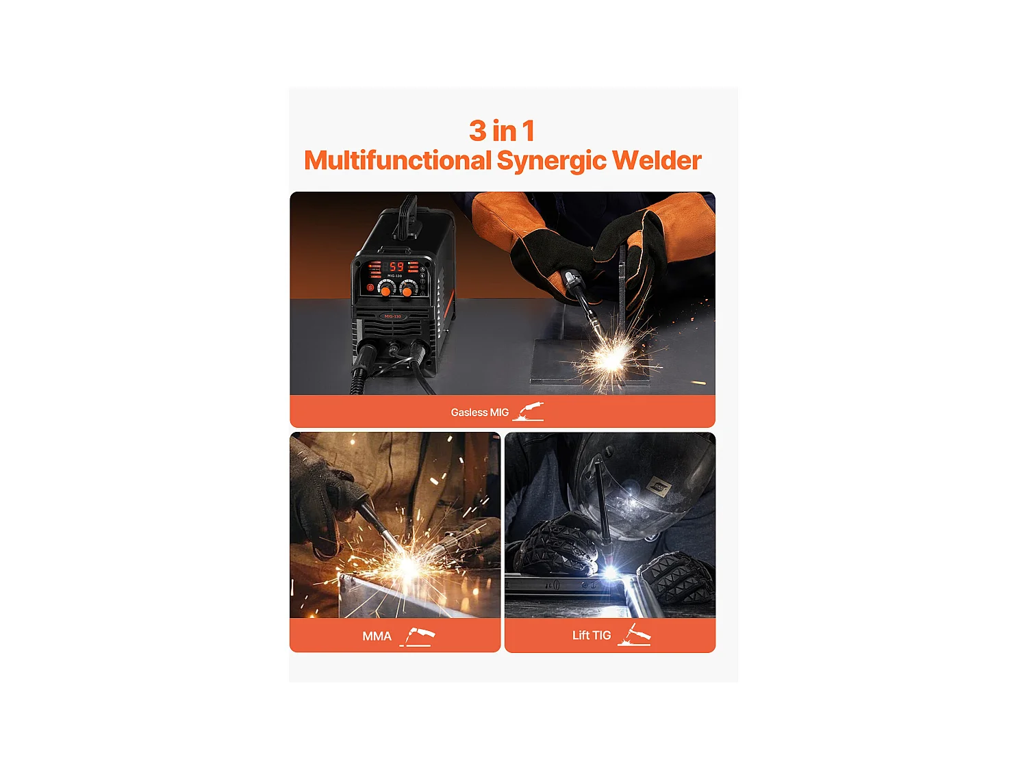 Saldatrice MIG SucceBuy - Soluzione di Saldatura Polivalente 130 A, Questa Macchina Portatile 3 in 1 Permette la Saldatura MIG a Filo Animato