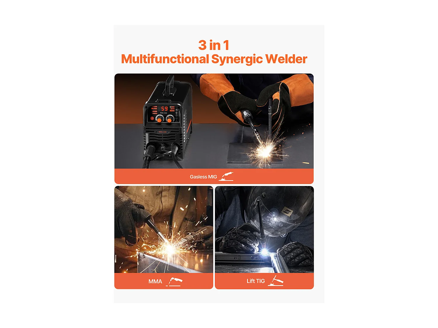 Máquina de Soldar MIG SucceBuy - Solución de Soldadura Versátil 130 A, Esta Máquina Portátil 3 en 1 Permite Soldadura MIG con Alambre Flux