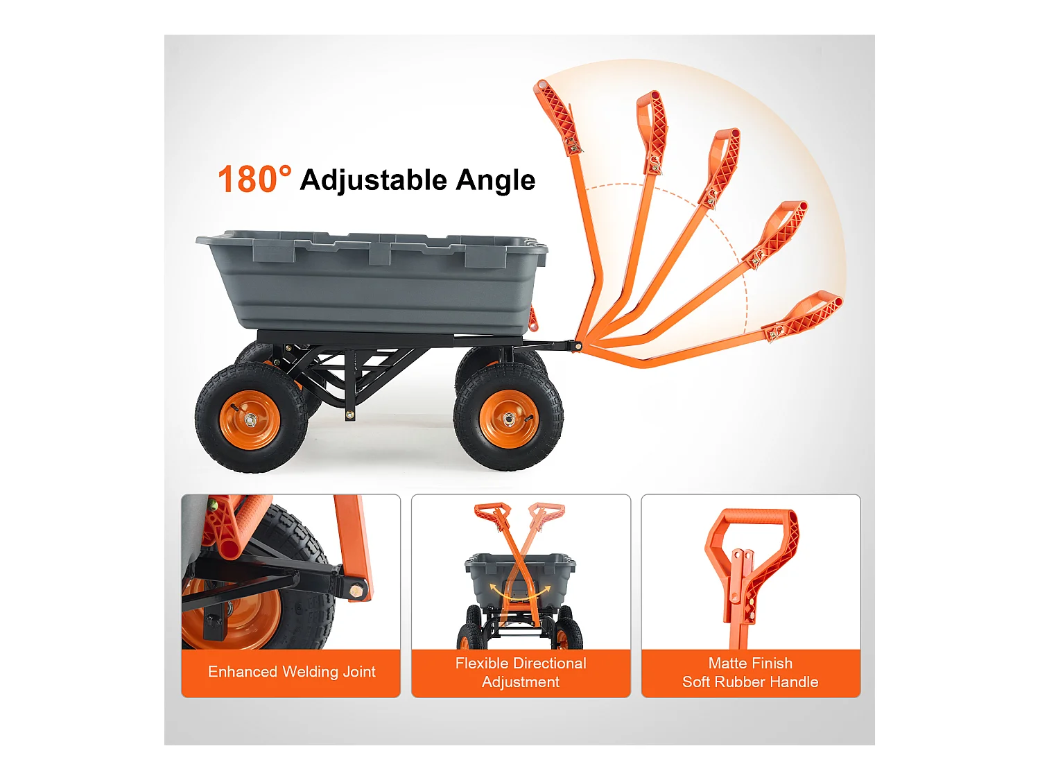 Carrello Ribaltabile da Giardino Poly SucceBuy Poly - Carrello da Giardino per Impieghi Gravosi, 6,48 piedi Cubi, 1200 libbre