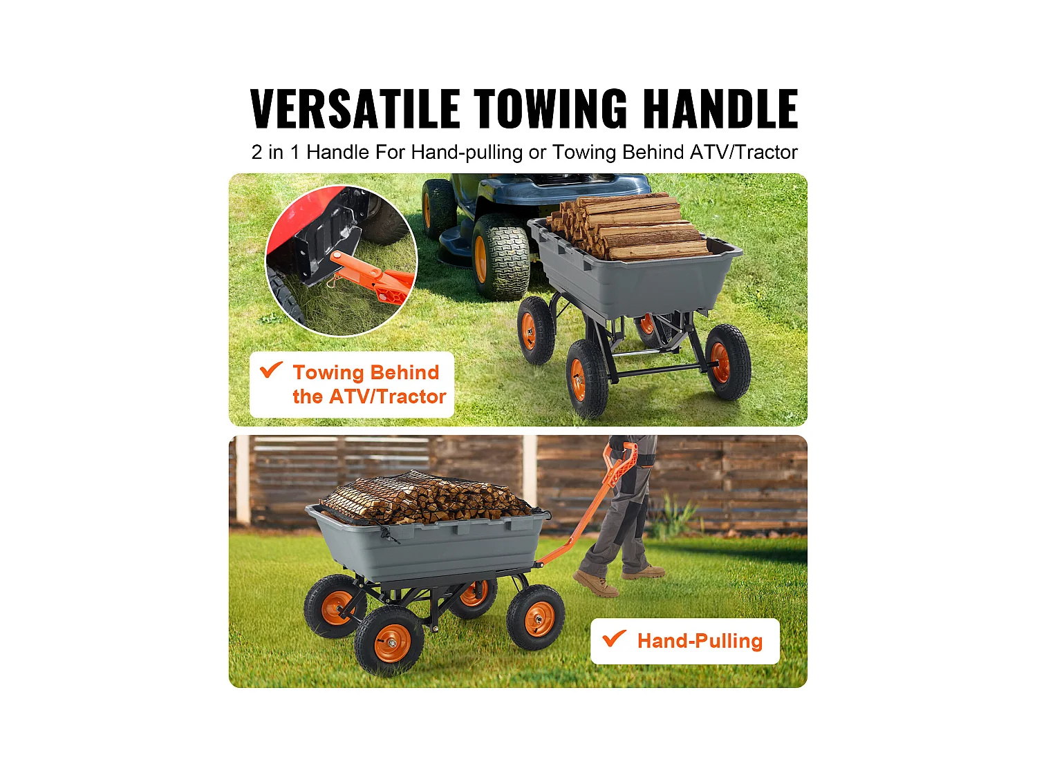 Carrello Ribaltabile da Giardino Poly SucceBuy Poly - Carrello da Giardino per Impieghi Gravosi, 6,48 piedi Cubi, 1200 libbre